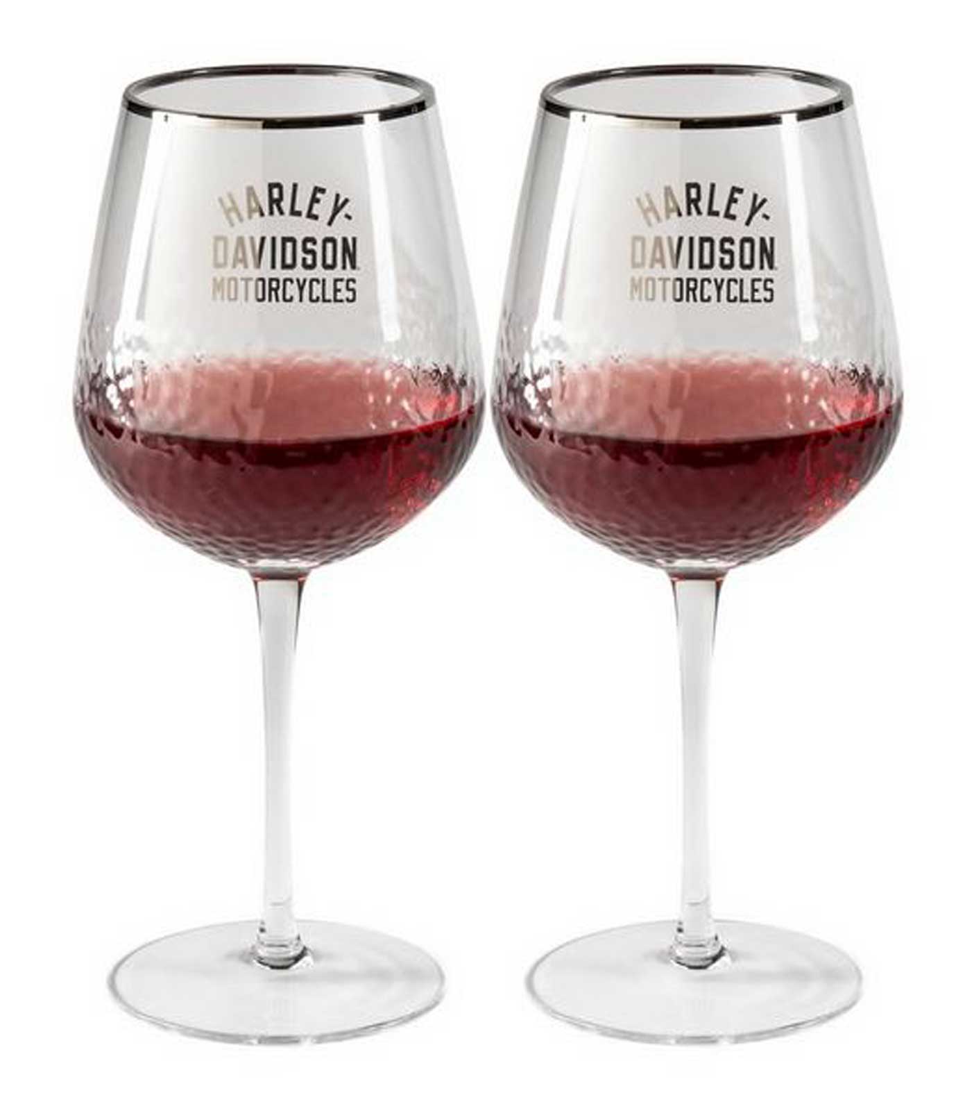 Harley-Davidson Free Shipping - Harley-Davidson 18 oz. Pebbled Textured Stemmed Wine Glass Set, Set of Two - Free Shipping on many products plus Orders Over $99