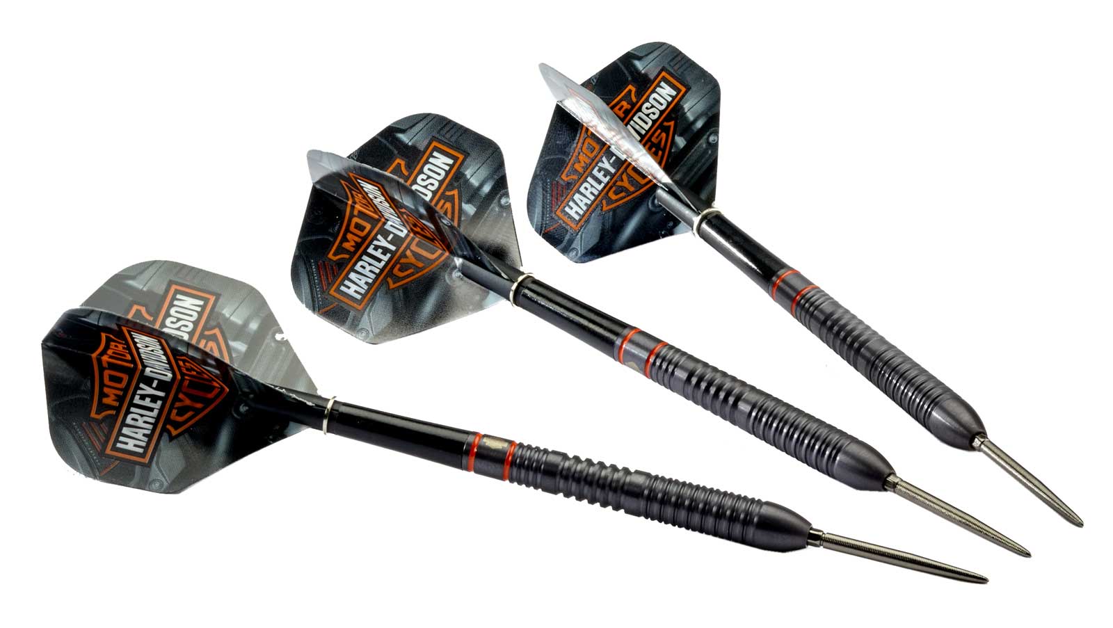 Harley-Davidson 3 Pack Revolution Steel Tip 22 gr. Darts, Black Tungsten Barrels - Wisconsin Harley-Davidson