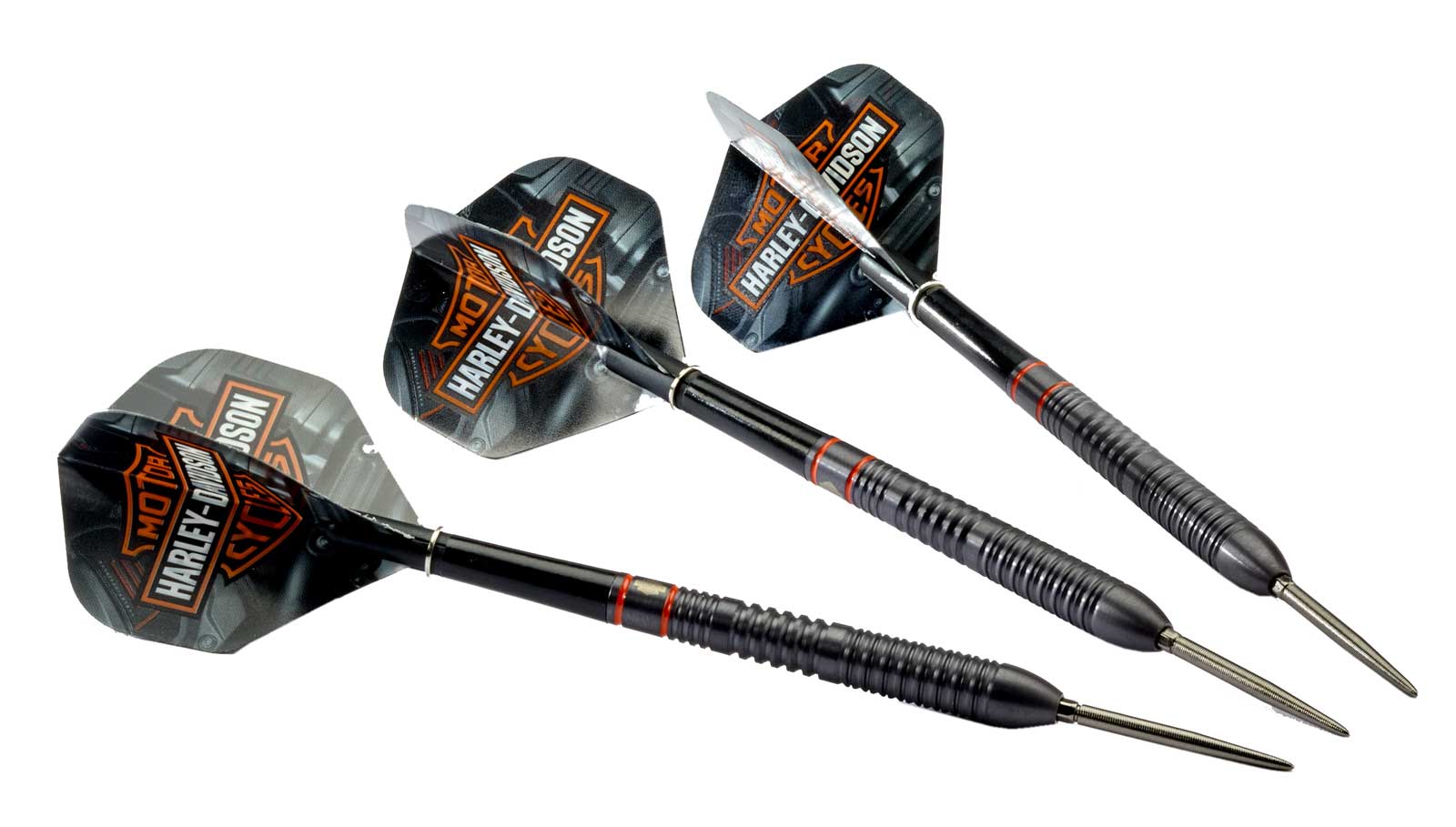 Harley-Davidson 3 Pack Revolution Steel Tip 24 gr. Darts, Black Tungsten Barrels - Wisconsin Harley-Davidson