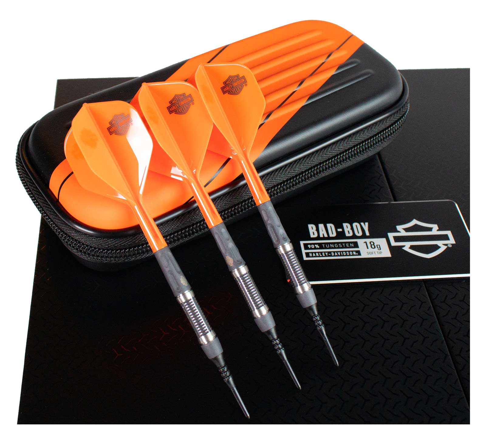 Harley-Davidson 3 Pack Bad Boy Soft Tip 18 gr. Darts, Black & Silver Titanium - Wisconsin Harley-Davidson