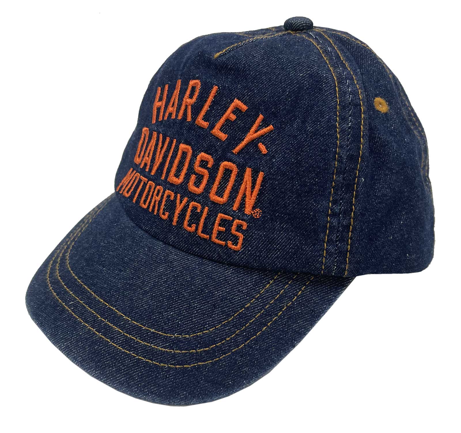 Harley-Davidson Little Boys' Embroidered H-D Denim Adjustable Baseball Cap, Blue - Wisconsin Harley-Davidson