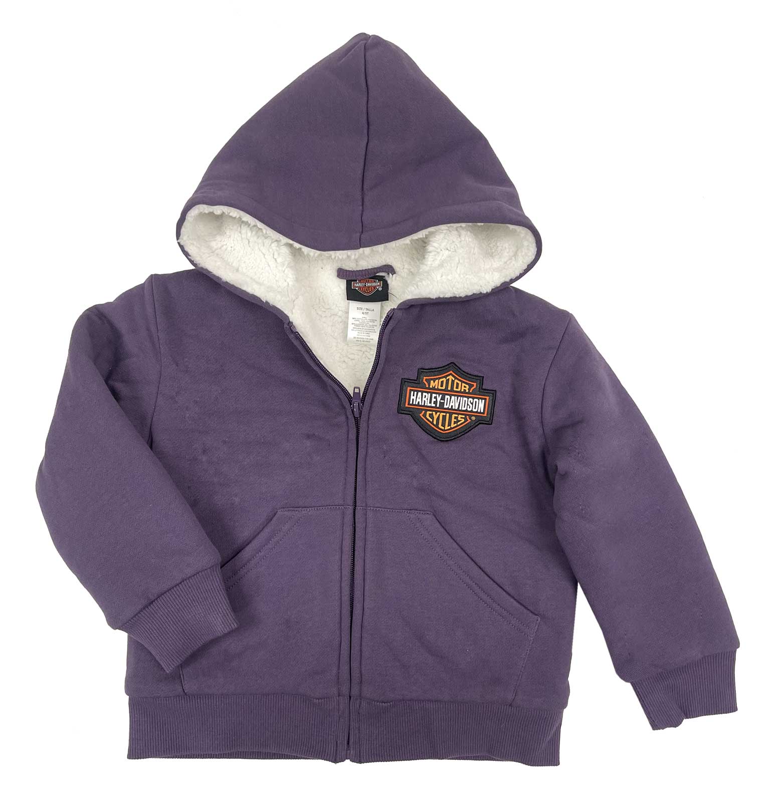 Harley-Davidson Little Girls' B&S Sherpa Lined Toddler Fleece Zip Hoodie - Wisconsin Harley-Davidson