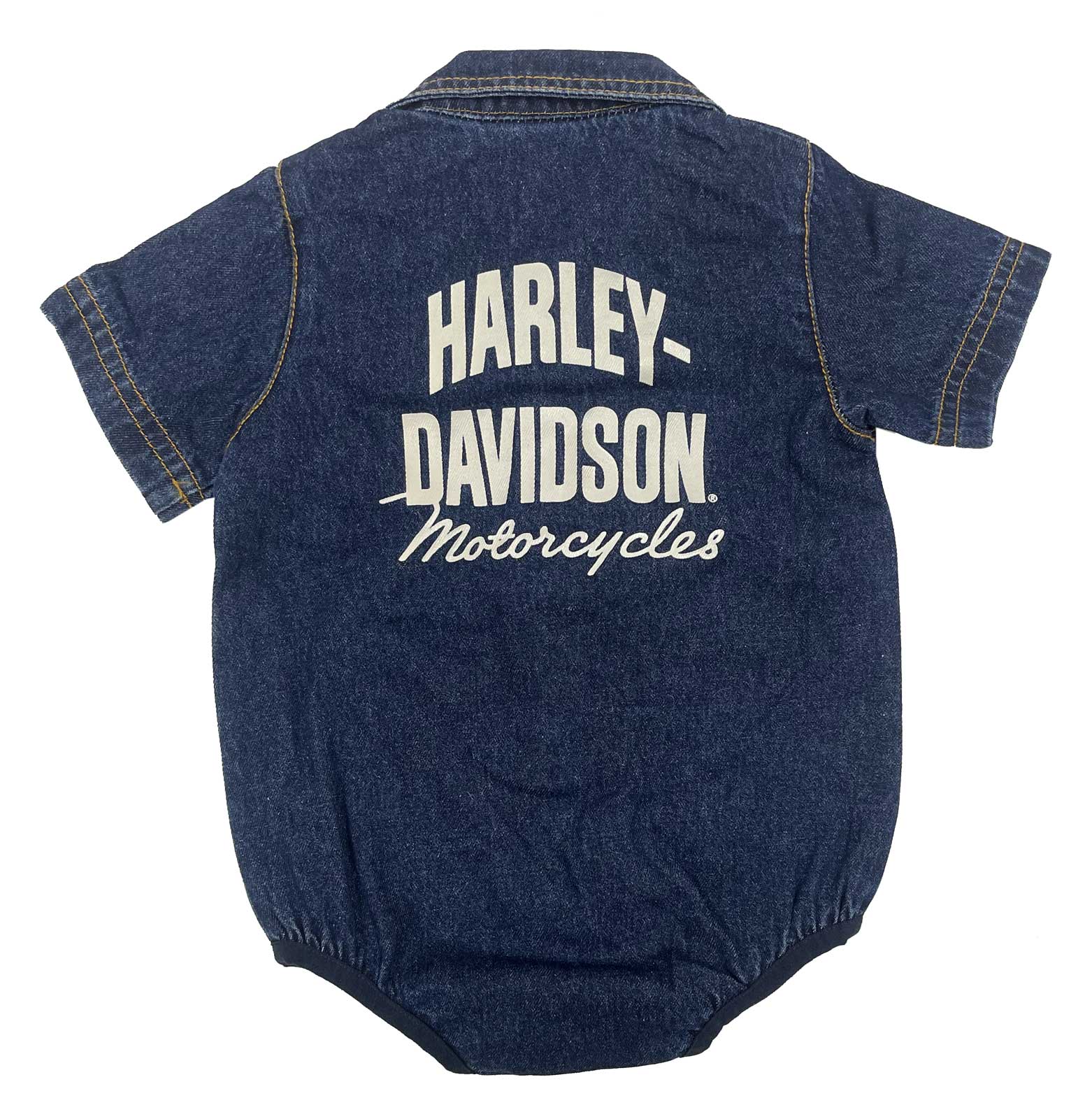 Harley-Davidson Free Shipping - Harley-Davidson Baby Girls' Bar & Shield Denim Short Sleeve Infant Creeper - Free Shipping on many products plus Orders Over $99