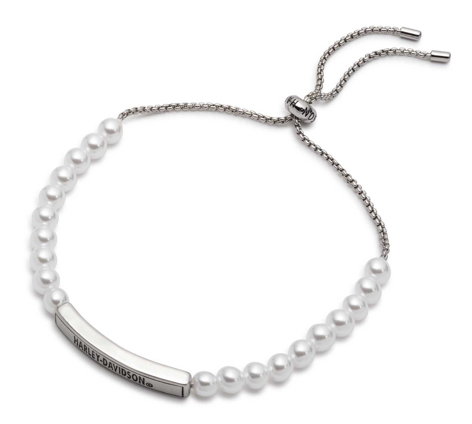 Harley-Davidson Women's Set of Two Pearl & Metal Beaded Slider Bracelets - Largest Selection of Harley-Davidson Products