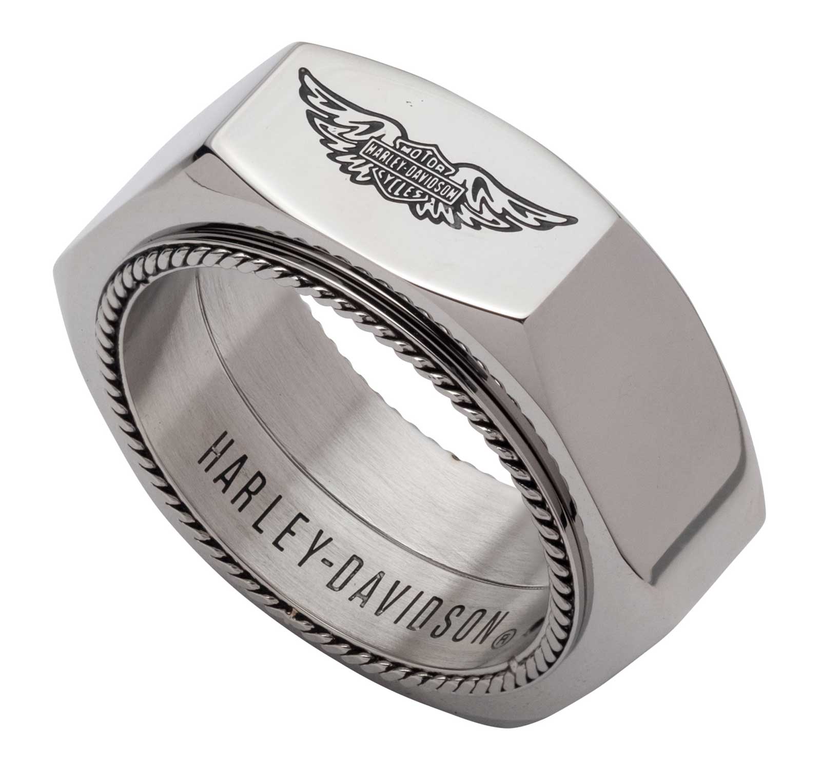 Harley-Davidson Free Shipping - Harley-Davidson Men's Bar & Shield Winged Hexagon Ring, Stainless Steel - Free Shipping on many products plus Orders Over $99
