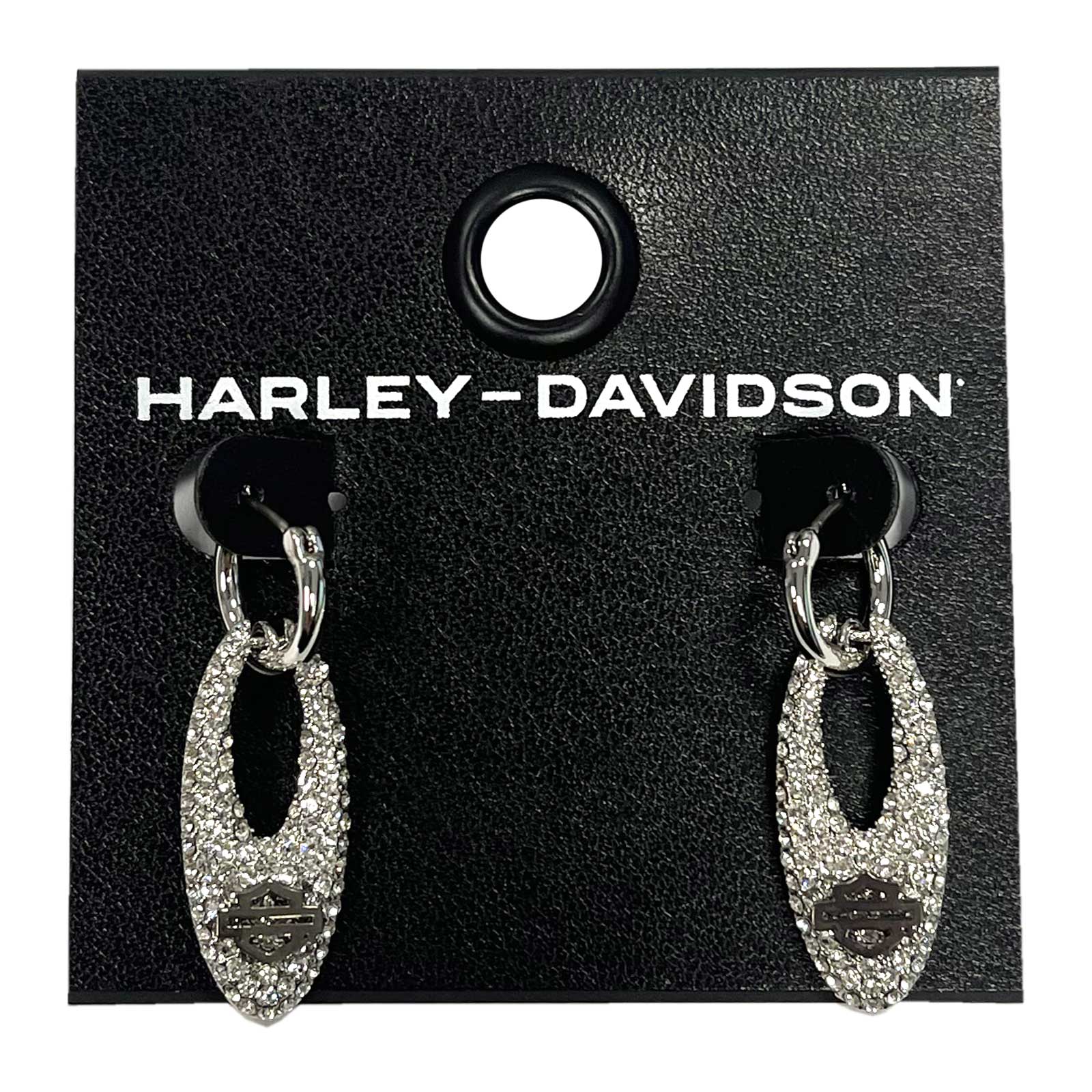 Harley-Davidson Free Shipping - Harley-Davidson Women's Bar & Shield Bling Oval Drop Hoop Earrings, Silver - Free Shipping on many products plus Orders Over $99
