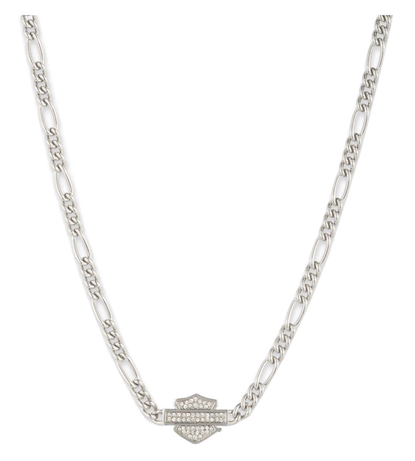 Harley-Davidson Women's 16 in. Crystal Bar & Shield Figaro Collar Necklace - Wisconsin Harley-Davidson