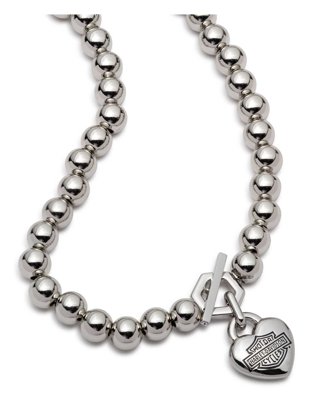 Harley-Davidson Free Shipping - Harley-Davidson Women's 16 in. Bar & Shield Heart Beaded Toggle Necklace, Silver - Free Shipping on many products plus Orders Over $99