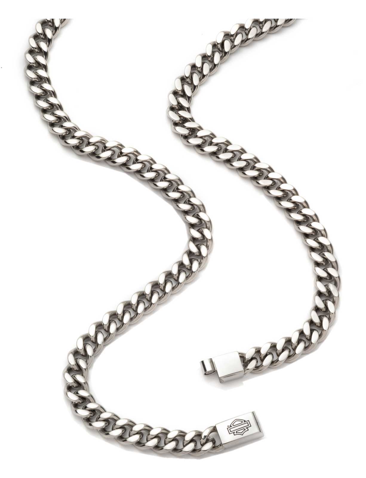 Harley-Davidson Men's 24 in. Bar & Shield Wing Pendant Necklace, Stainless Steel - No Hassle Returns at Wisconsin Harley