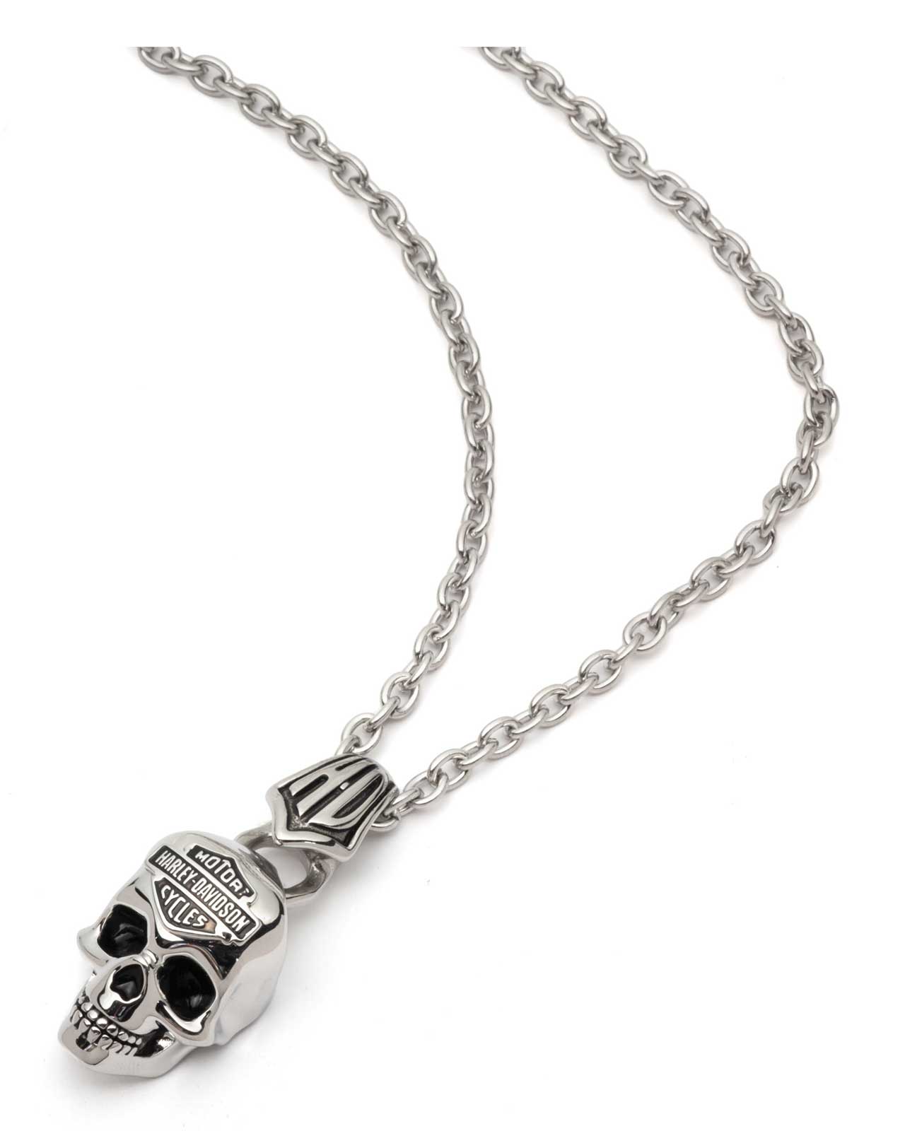 Harley-Davidson Free Shipping - Harley-Davidson Men's 24 in. Bar & Shield Skull Pendant Necklace, Silver Brass - Free Shipping on many products plus Orders Over $99