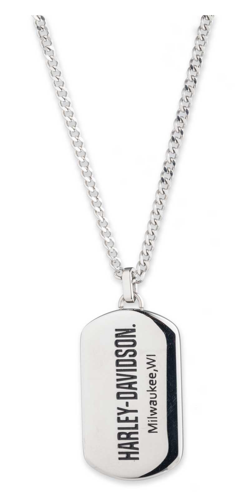 Harley-Davidson Men's 26 in. Dog Tag Pendant Necklace, Stainless Steel - Wisconsin Harley-Davidson