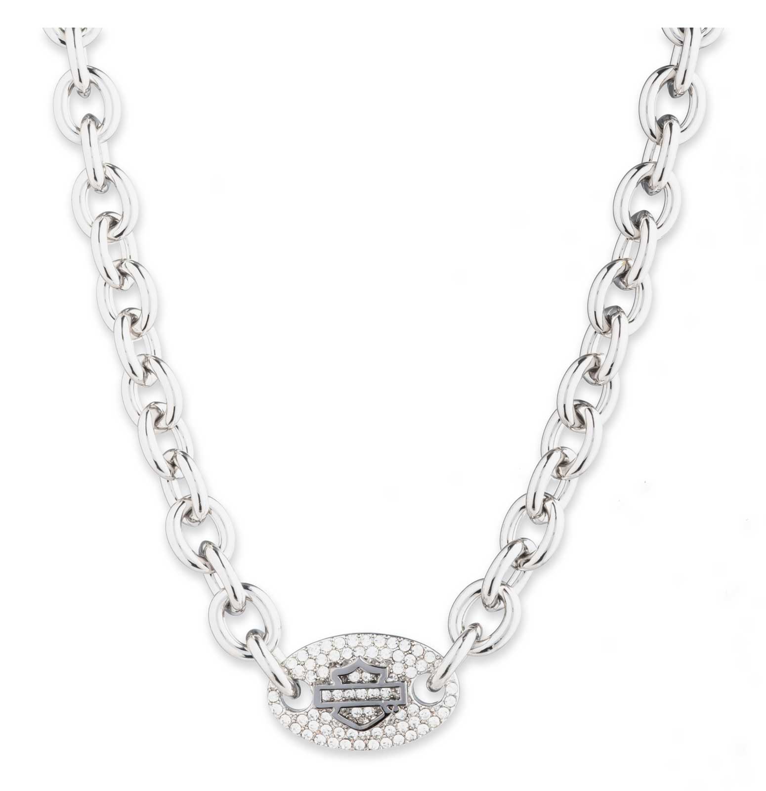 Harley-Davidson Women's 16 in. Bar & Shield Crystal Plate Collar Necklace - Wisconsin Harley-Davidson
