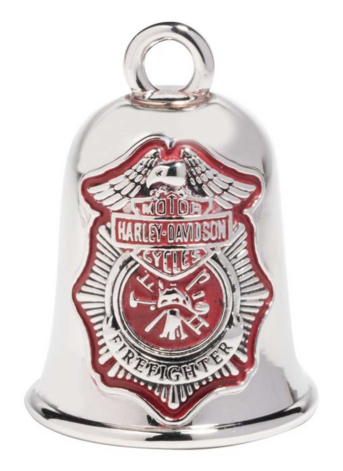 Harley-Davidson Firefighter Crest Bar & Shield Metal Ride Bell, Silver Finish - Wisconsin Harley-Davidson
