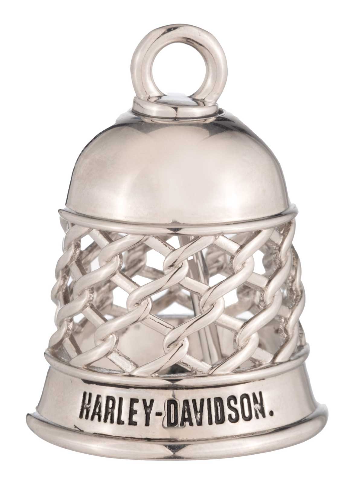 Harley-Davidson H-D Text Open Cage Design Metal Ride Bell, Silver Finish - Wisconsin Harley-Davidson