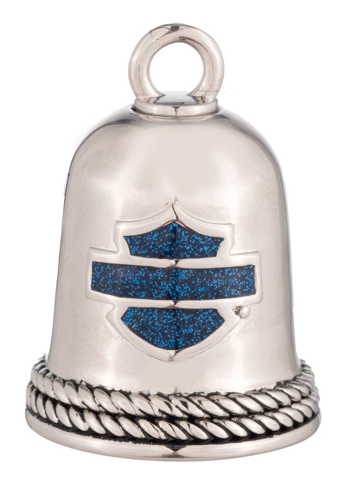 Harley-Davidson Bar & Shield Blue Sparkle Enamel Metal Ride Bell, Silver Finish - Wisconsin Harley-Davidson