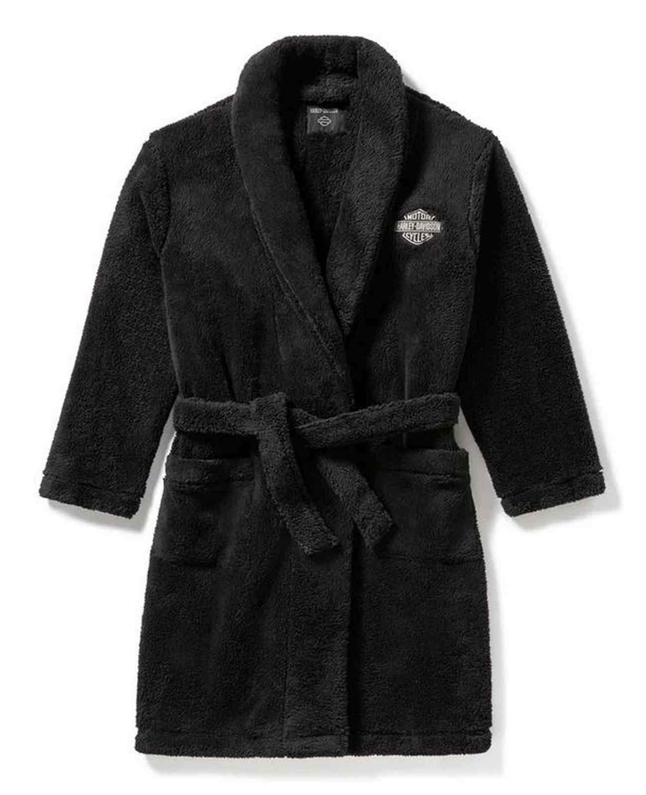 Harley-Davidson Men's Bar & Shield Logo Polar Fleece Robe, Black 96789-25VM - Wisconsin Harley-Davidson