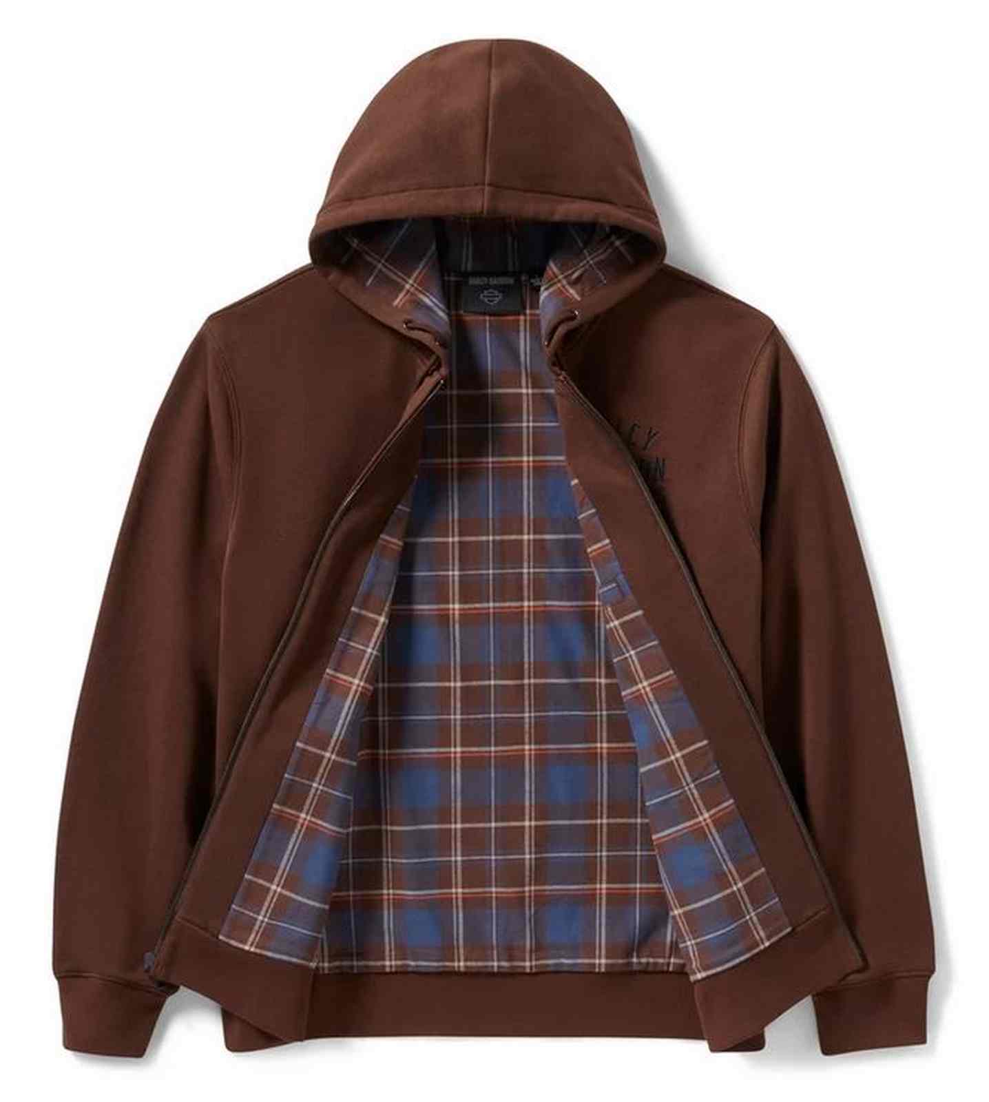 Harley-Davidson Men's Plaid Lined Zip Front Hoodie, Brown 96784-25VM - No Hassle Returns at Wisconsin Harley