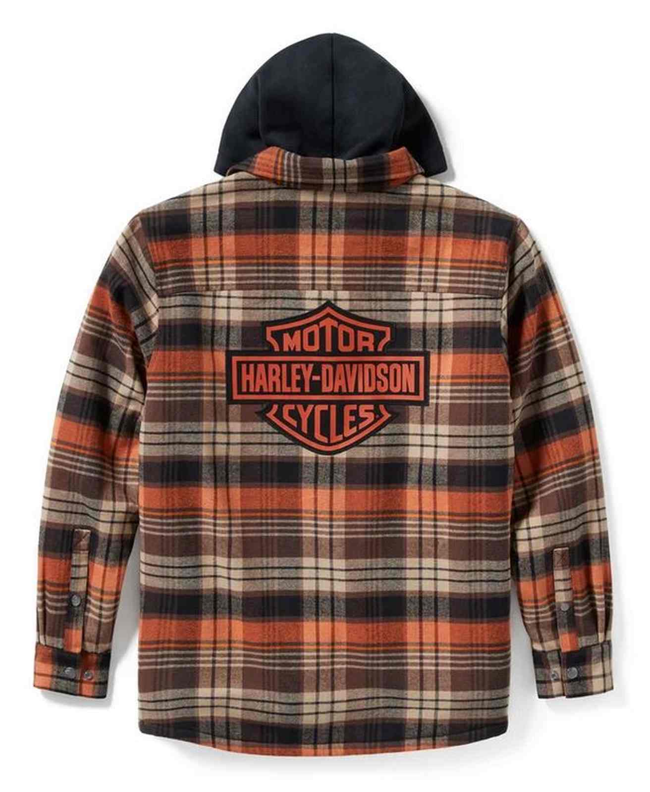 Harley-Davidson Free Shipping - Harley-Davidson Men's Bar & Shield Hooded Plaid Shirt Jacket, Coffee 96808-25VM - Free Shipping on many products plus Orders Over $99