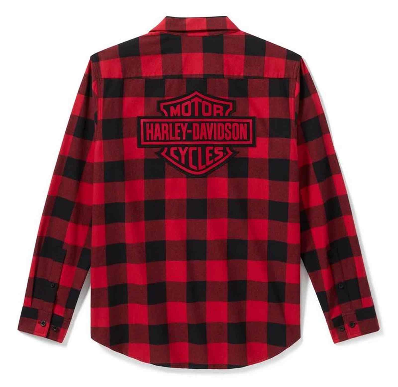 Harley-Davidson Free Shipping - Harley-Davidson Men's Bar & Shield Buffalo Check Flannel Shirt, Red 96801-25VM - Free Shipping on many products plus Orders Over $99