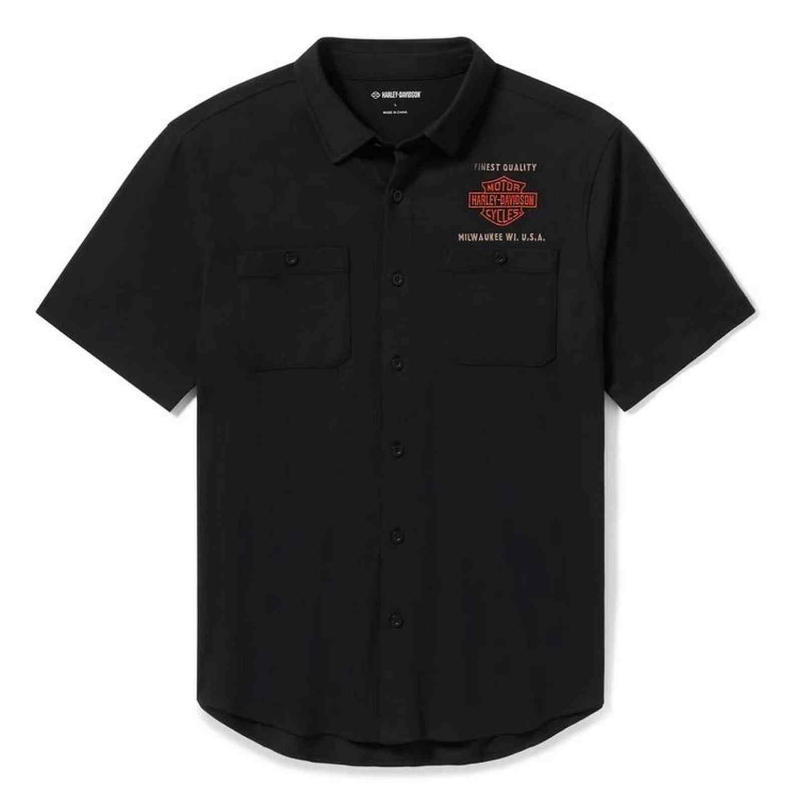 Harley-Davidson Men's Parts & Service Jersey Button-Up Shirt, Black 96616-25VM - Wisconsin Harley-Davidson