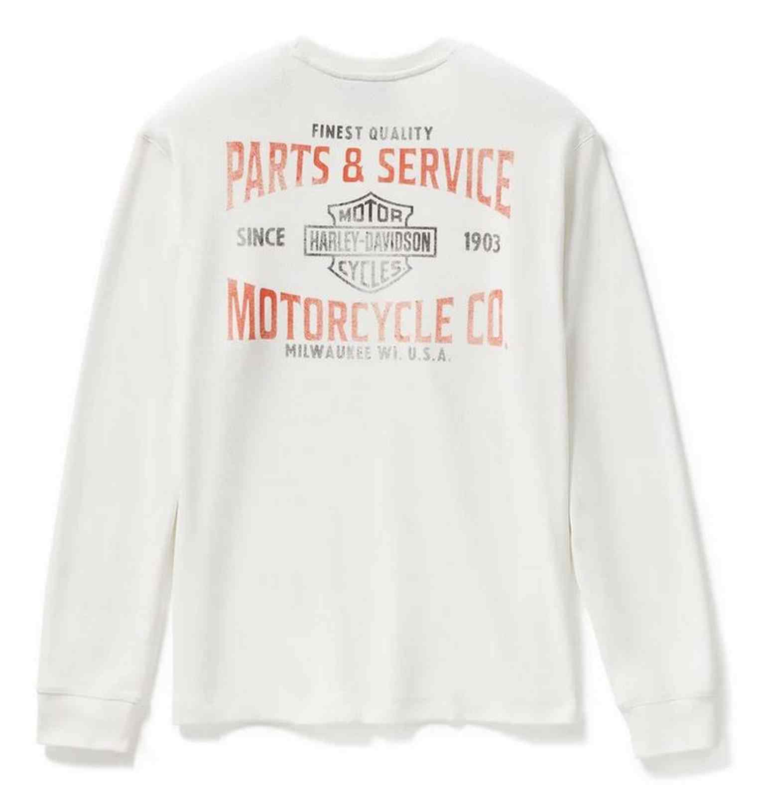 Harley-Davidson Free Shipping - Harley-Davidson Mens Parts & Service Long Sleeve Thermal Shirt, White 96725-25VM - Free Shipping on many products plus Orders Over $99