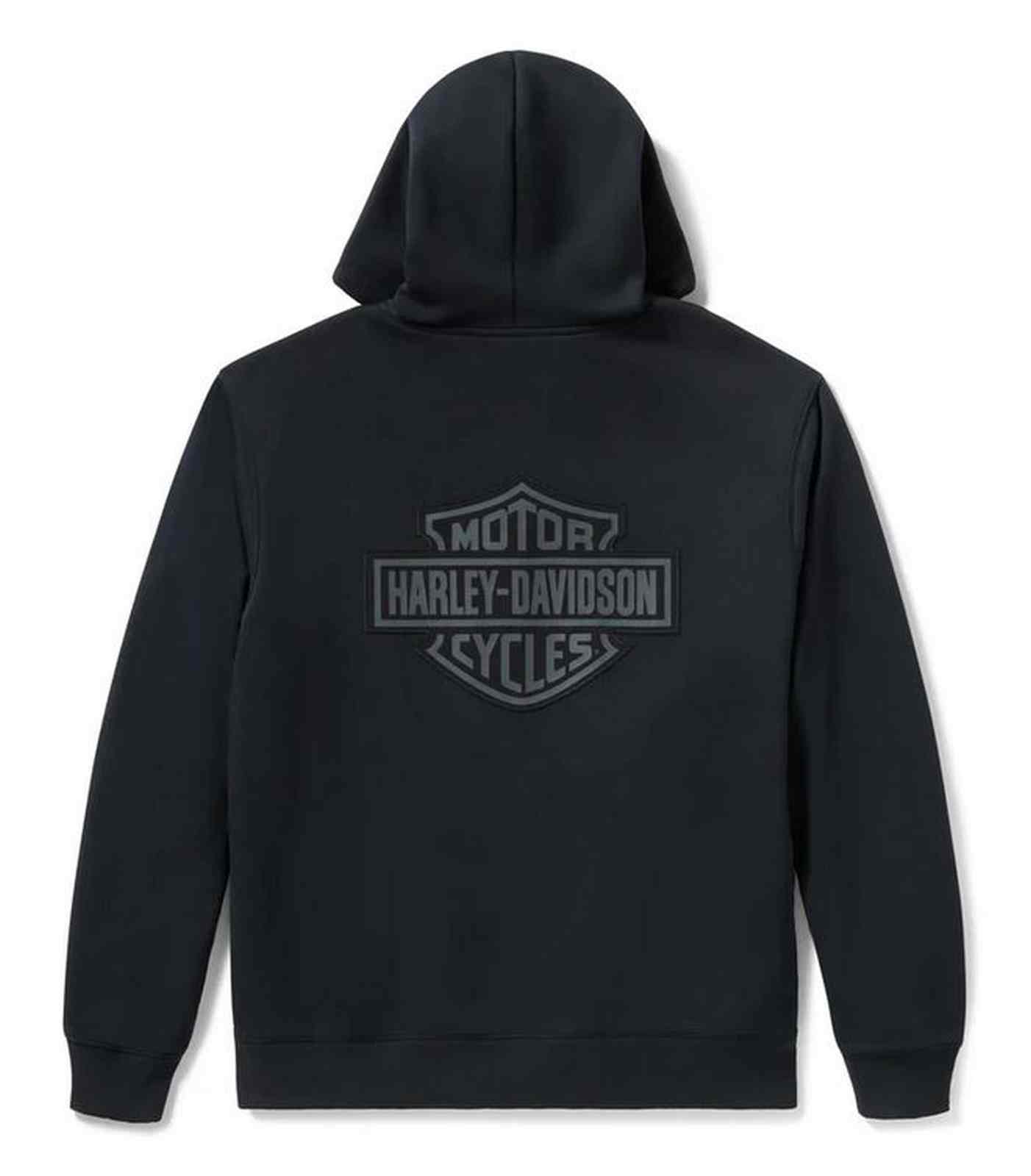 Harley-Davidson® Men's Plaid Lined Zip Front Hoodie, Black 96783