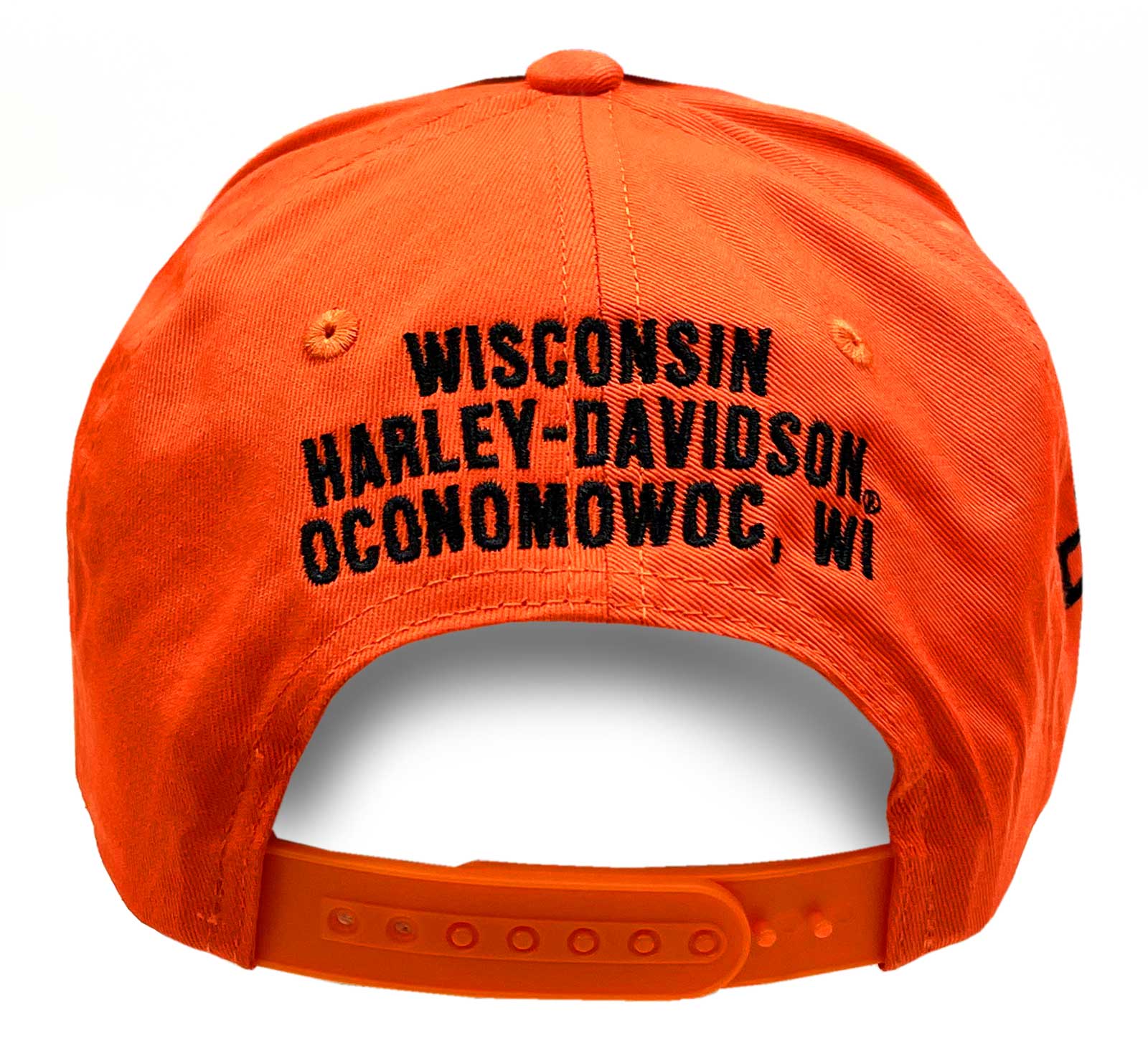 Harley-Davidson Men's H-D Text Adjustable Snapback Baseball Cap, Orange - No Hassle Returns at Wisconsin Harley