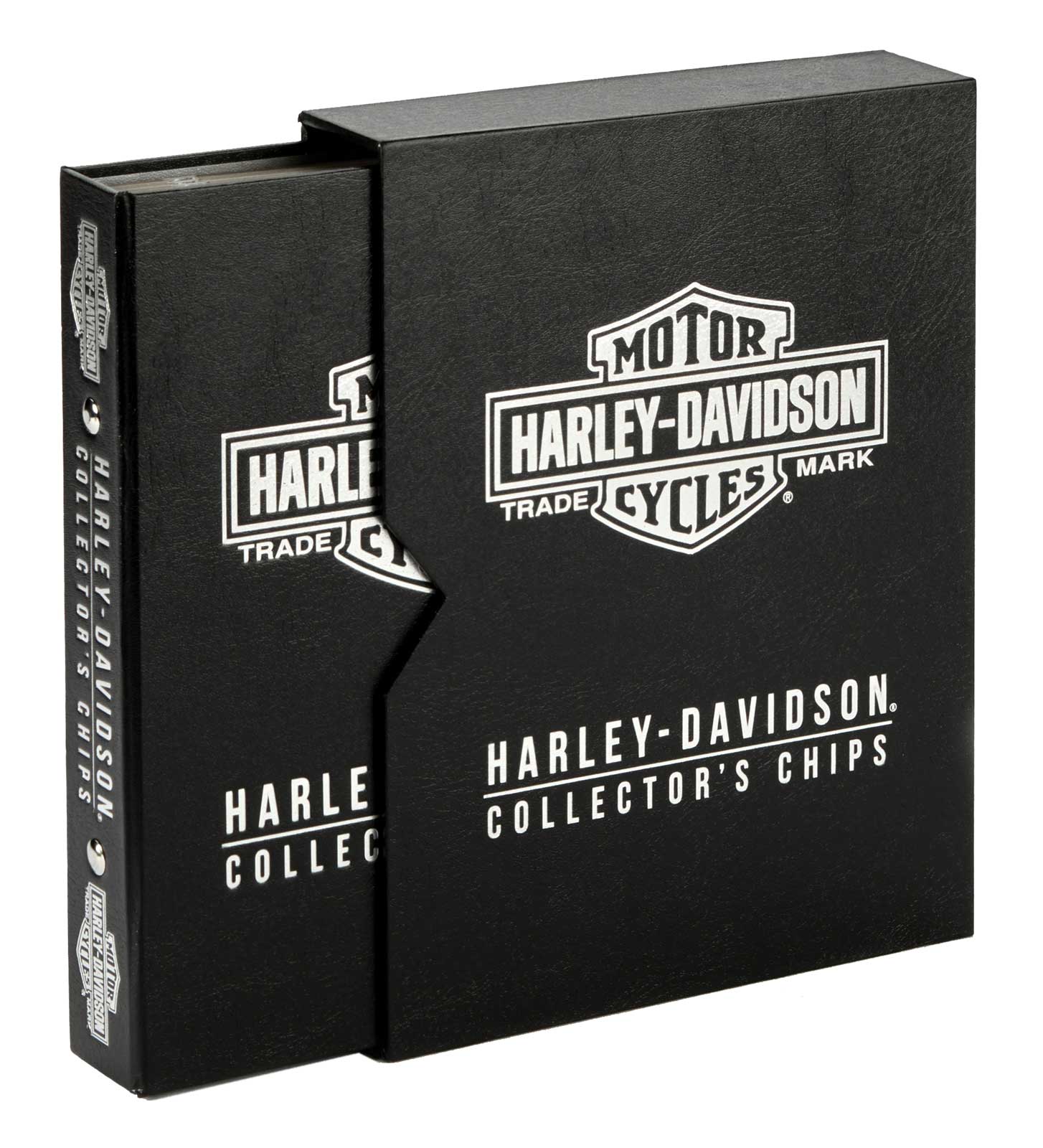 Harley-Davidson 72 Ct. Bar & Shield Logo Poker Chip Leather Grain Album - Black - No Hassle Returns at Wisconsin Harley