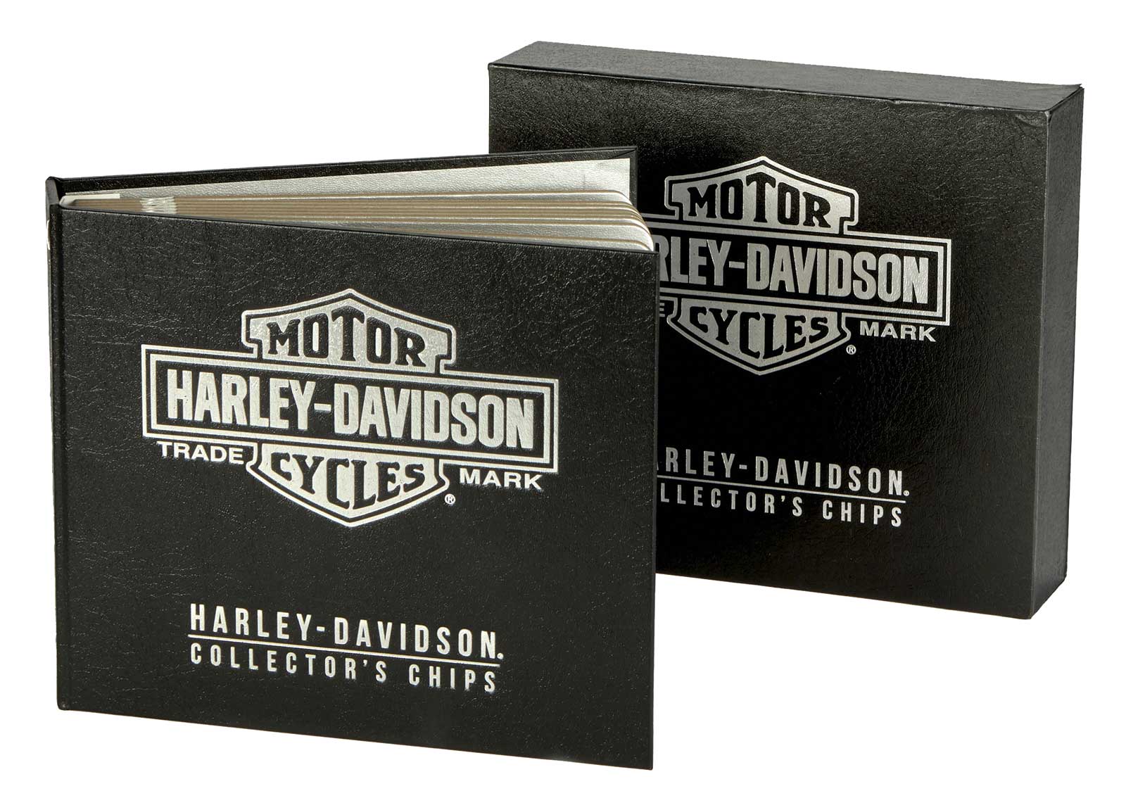 Harley-Davidson 48 Ct. Bar & Shield Logo Poker Chip Leather Grain Album - Black - No Hassle Returns at Wisconsin Harley