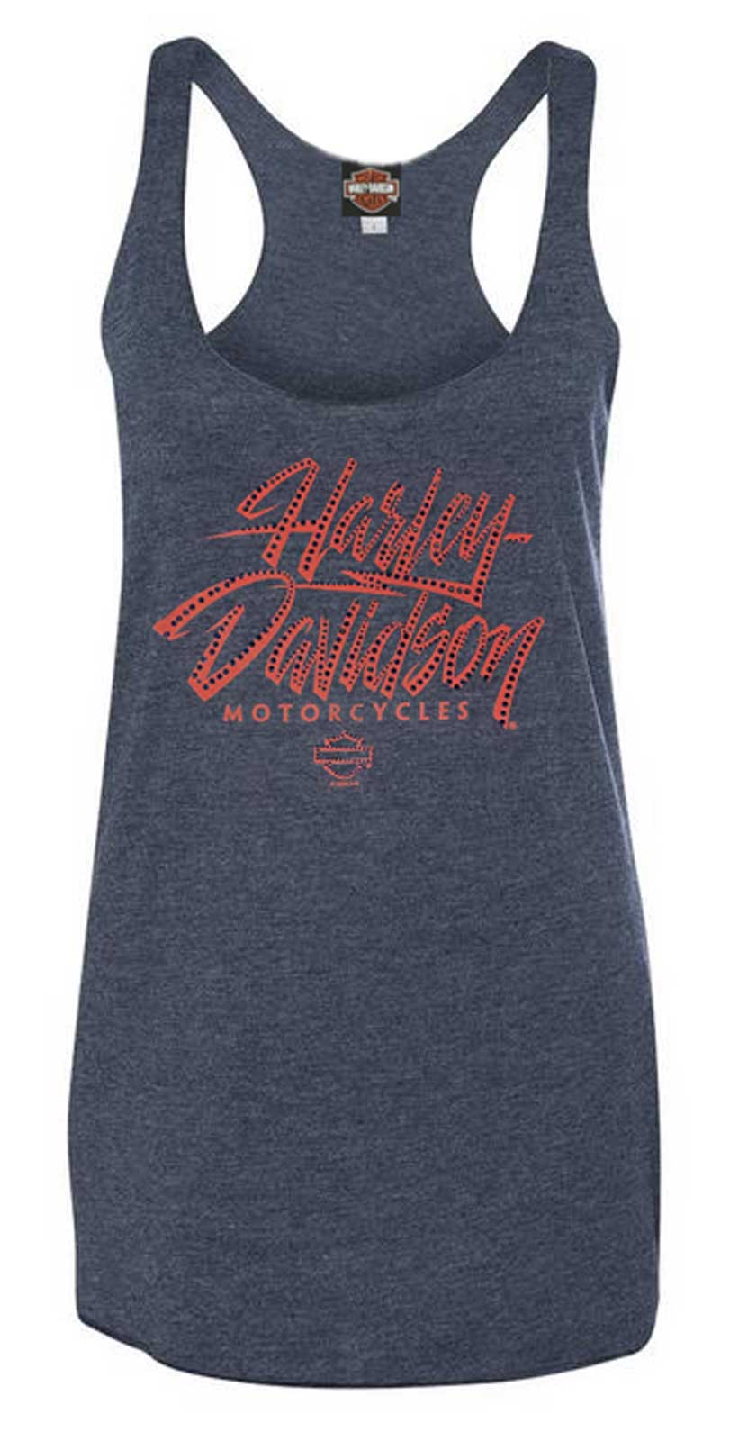 Harley-Davidson Women's Slick Script Embellished Raw-Edge Sleeveless Tank Top - Wisconsin Harley-Davidson