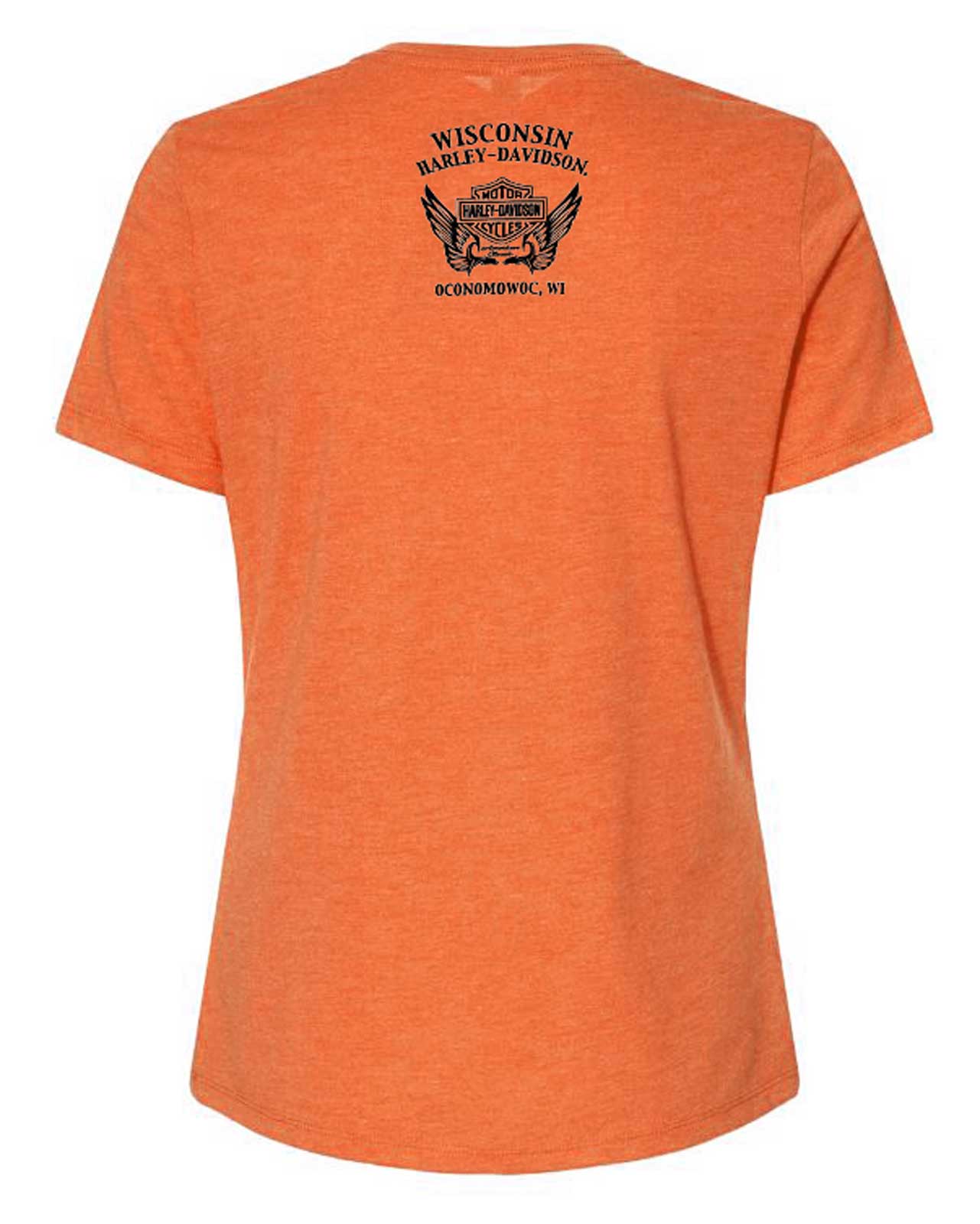 Harley-Davidson Free Shipping - Harley-Davidson Women's Flare Foil Notched V-Neck Poly-Blend Tee, Orange - Free Shipping on many products plus Orders Over $99