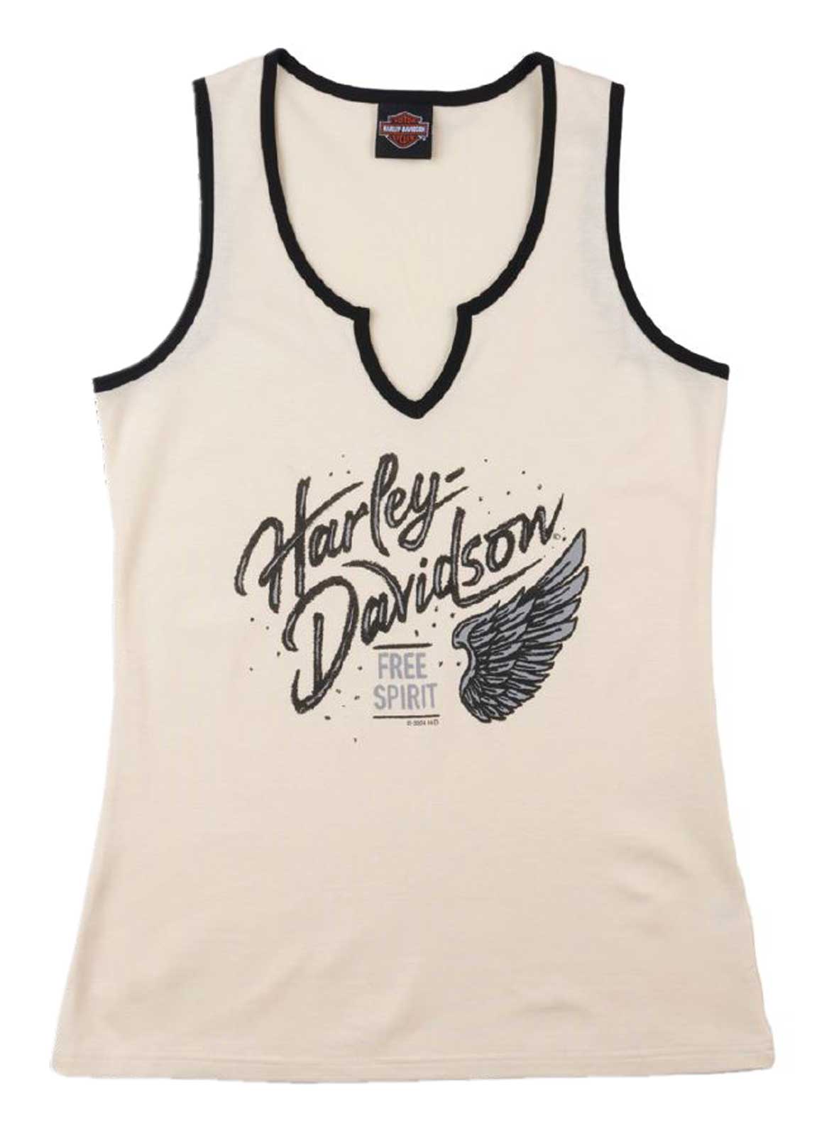 Harley-Davidson Women's Wing B Cotton Blend Sleeveless Tank Top, Off White - Wisconsin Harley-Davidson