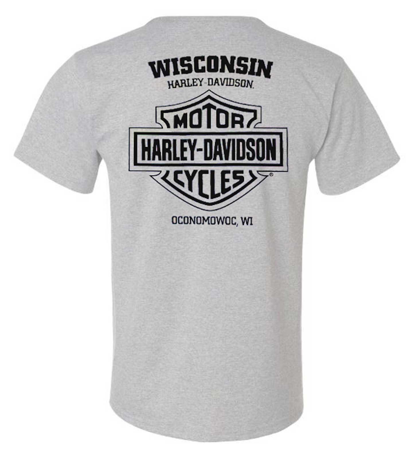 Harley-Davidson Men's Artful Shield Short Sleeve Chest Pocket Tee, Sport Gray - No Hassle Returns at Wisconsin Harley
