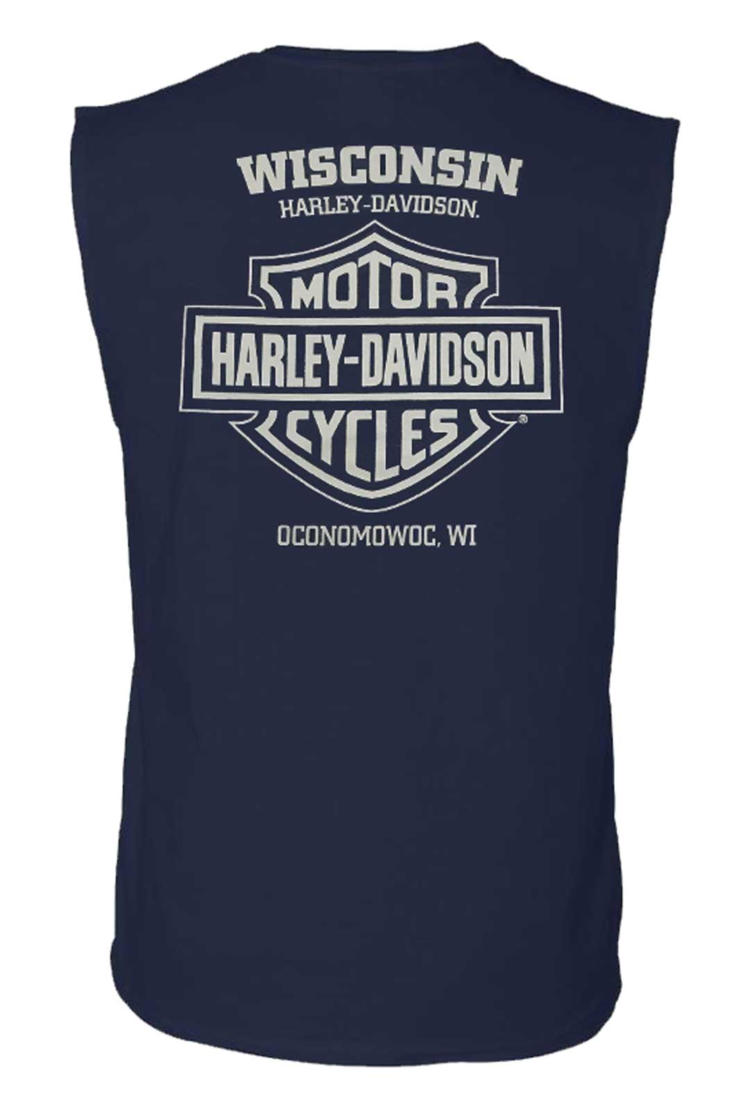 Harley-Davidson Free Shipping - Harley-Davidson Men's Forged In Sleeveless Crew-Neck Cotton Muscle Shirt, Navy - Free Shipping on many products plus Orders Over $99