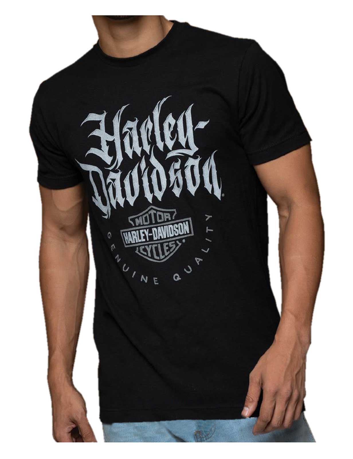 Harley-Davidson Men's Blackletter Short Sleeve Crew-Neck T-Shirt, Black - Wisconsin Harley-Davidson