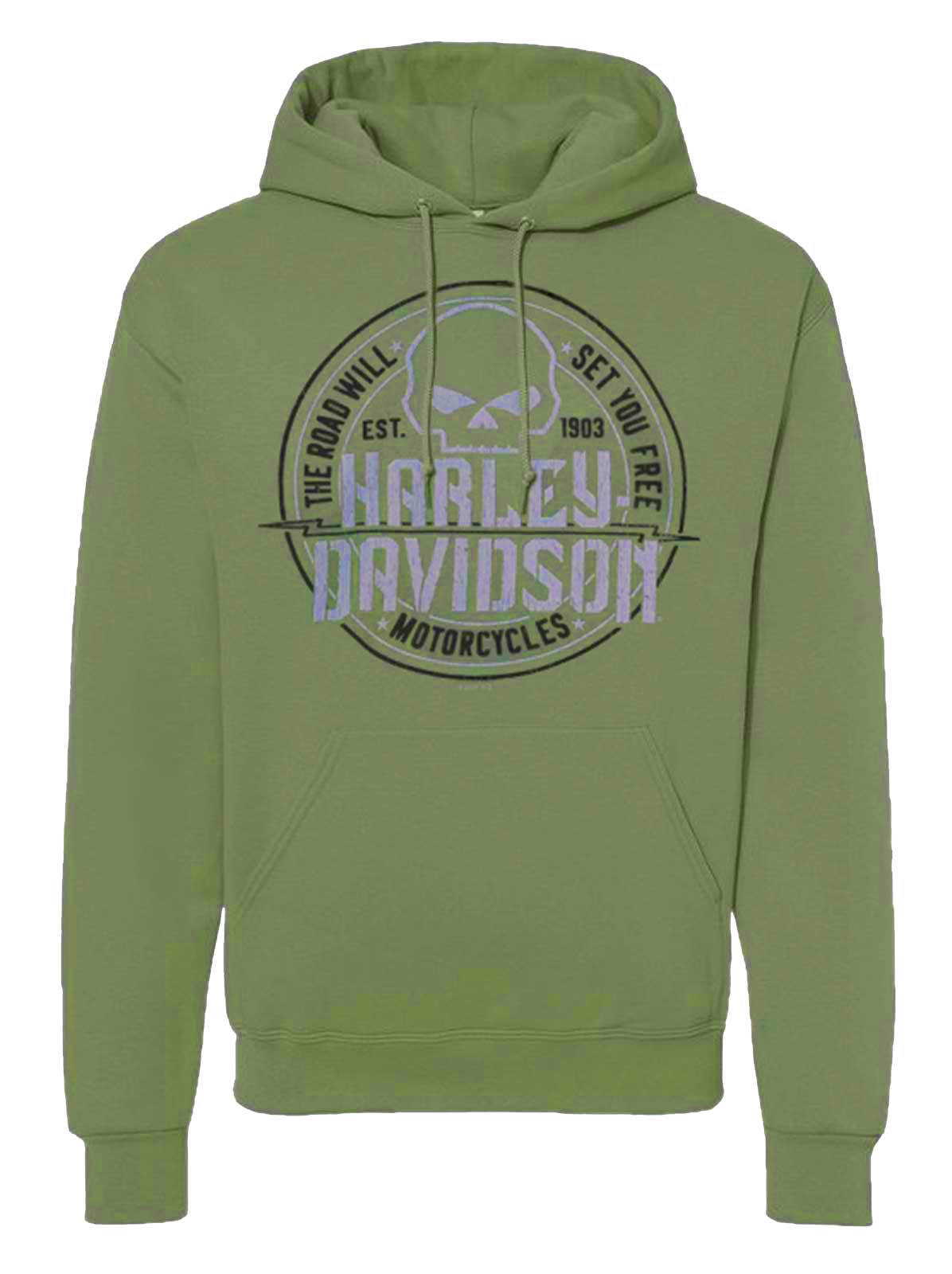 Harley-Davidson Men's Risk Skull Pullover Fleece Hoodie, Military Green - Wisconsin Harley-Davidson