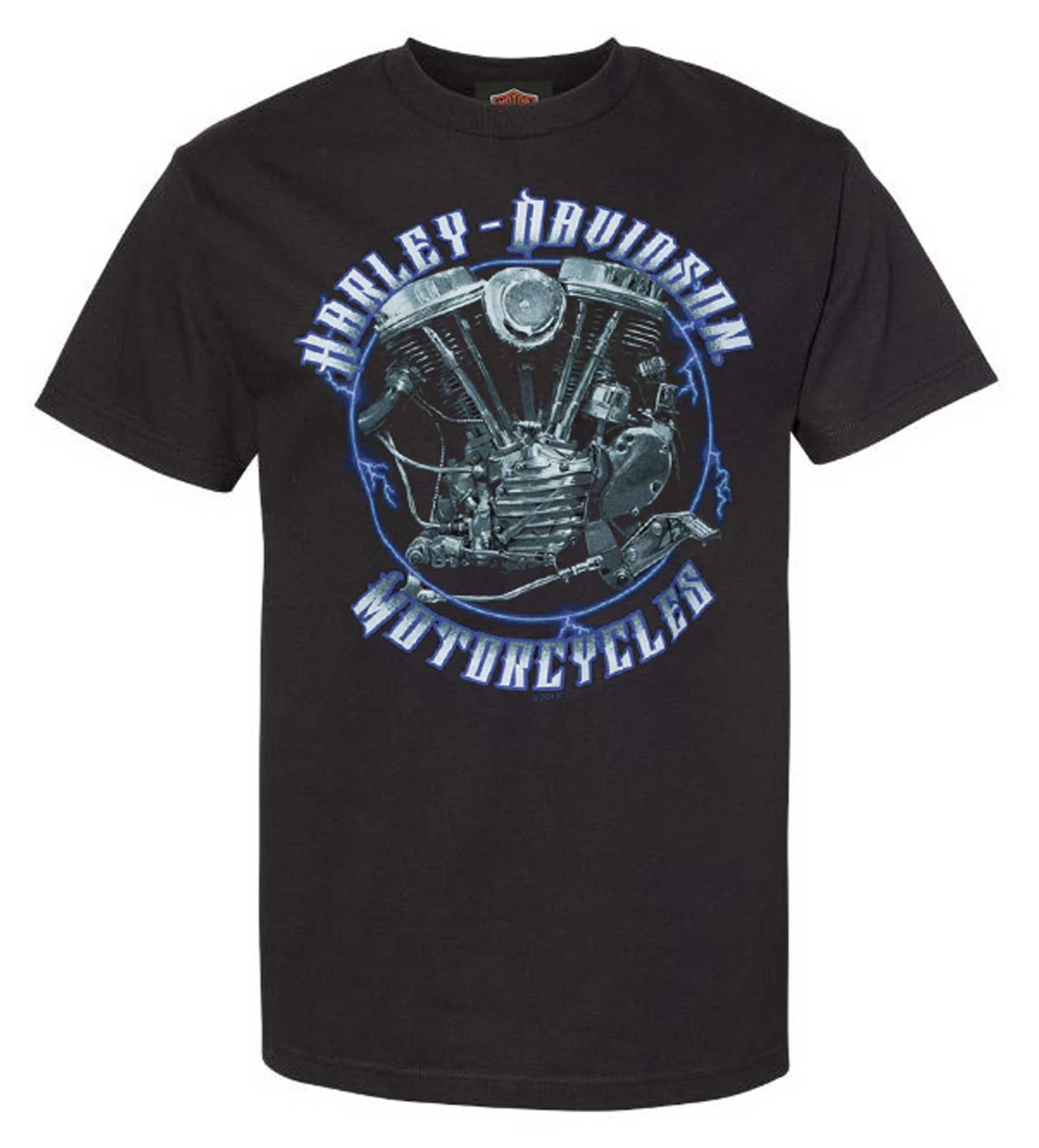 Harley-Davidson Men's Pan Thunder Short Sleeve Crew Cotton T-Shirt, Black - Wisconsin Harley-Davidson
