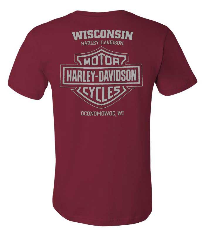 Harley-Davidson Men's Captain Short Sleeve Chest Pocket Cotton T-Shirt, Maroon - No Hassle Returns at Wisconsin Harley