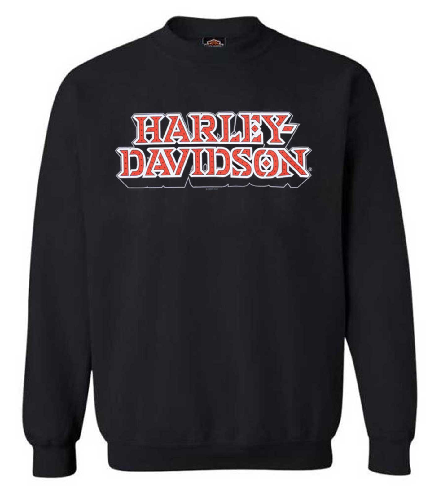Harley-Davidson Men's Starflyer Crew-Neck Fleece Pullover Sweatshirt, Black - Wisconsin Harley-Davidson