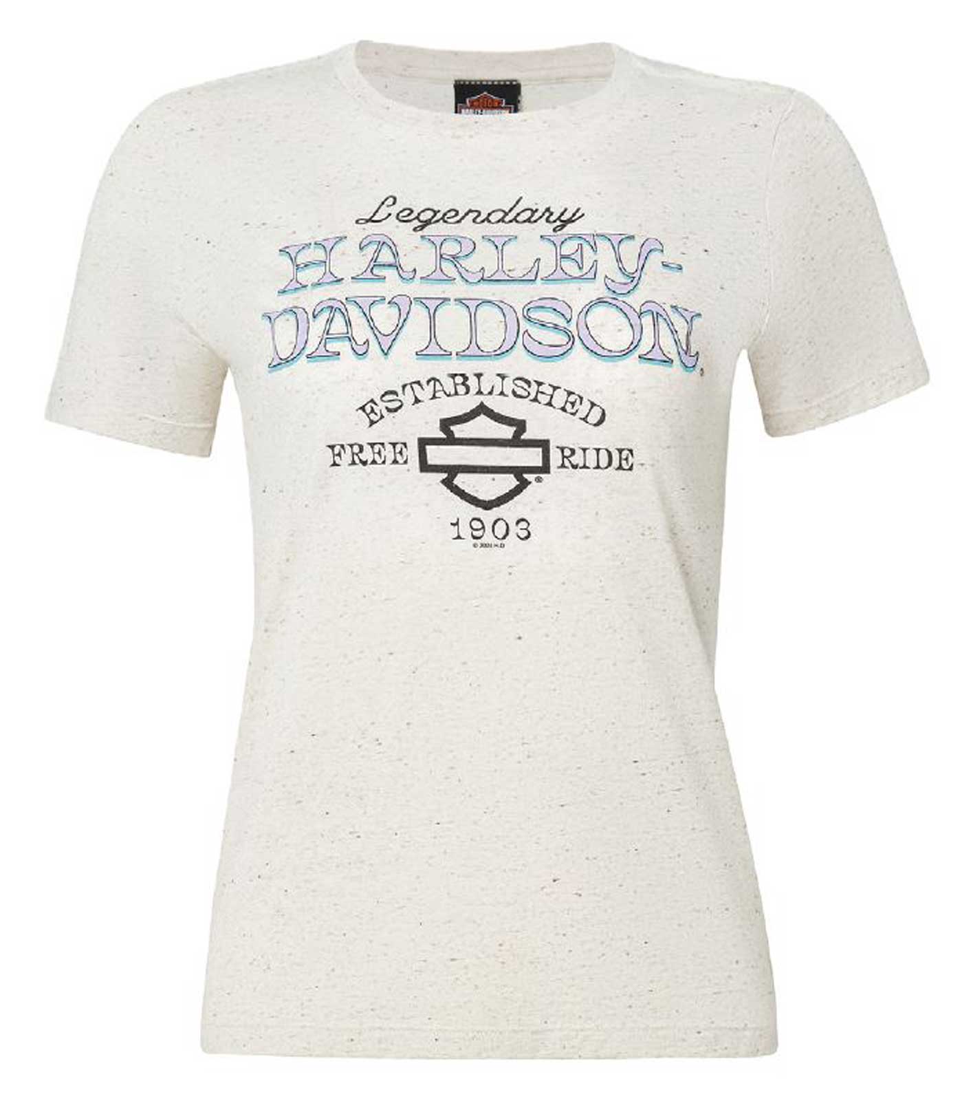 Harley-Davidson Women's Brave & Bold Crew-Neck Short Sleeve Tee, Oatmeal - Wisconsin Harley-Davidson