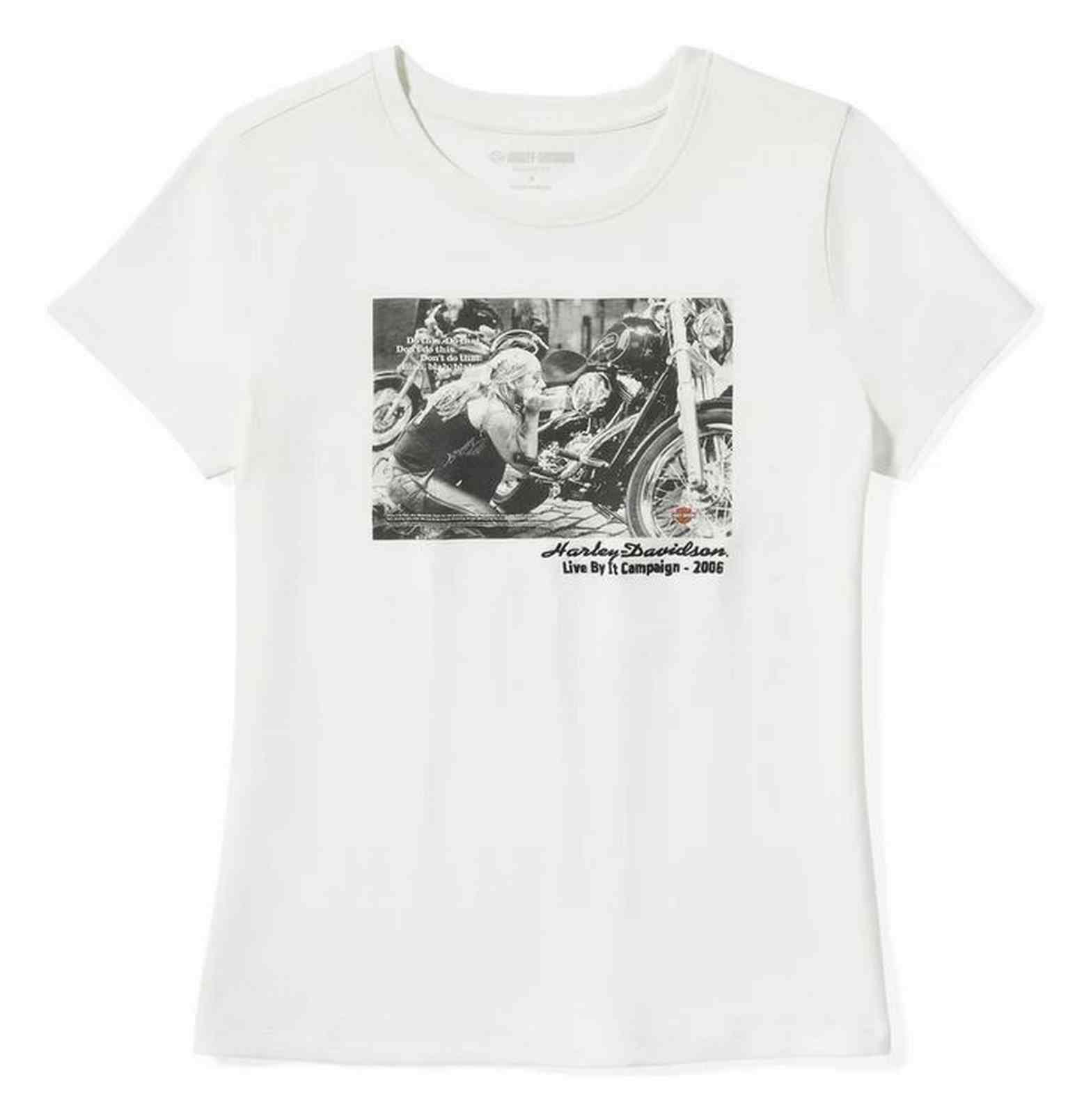 Harley-Davidson Women's Archive Photo Short Sleeve Tee, White 96768-25VW - Wisconsin Harley-Davidson