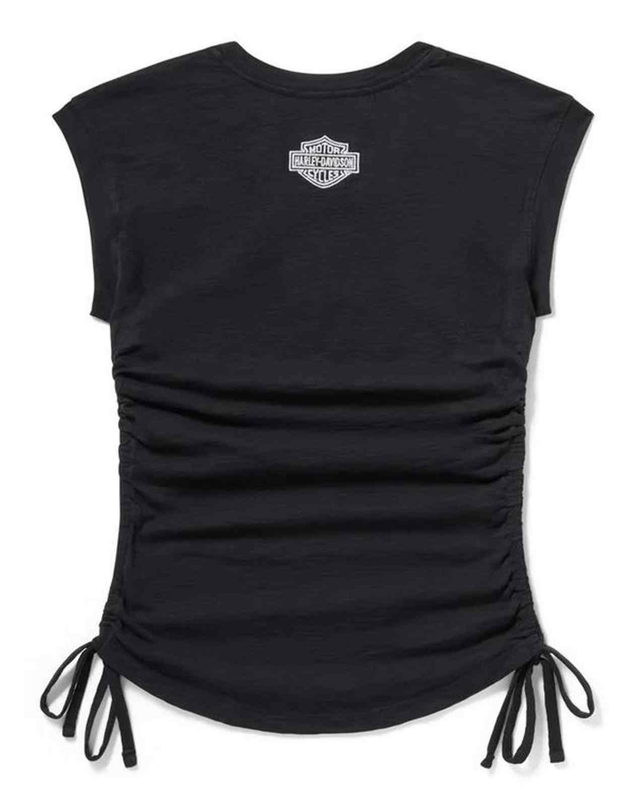 Harley-Davidson Free Shipping - Harley-Davidson Women's Essential Ruched Short Sleeve Top, Black 96765-25VW - Free Shipping on many products plus Orders Over $99