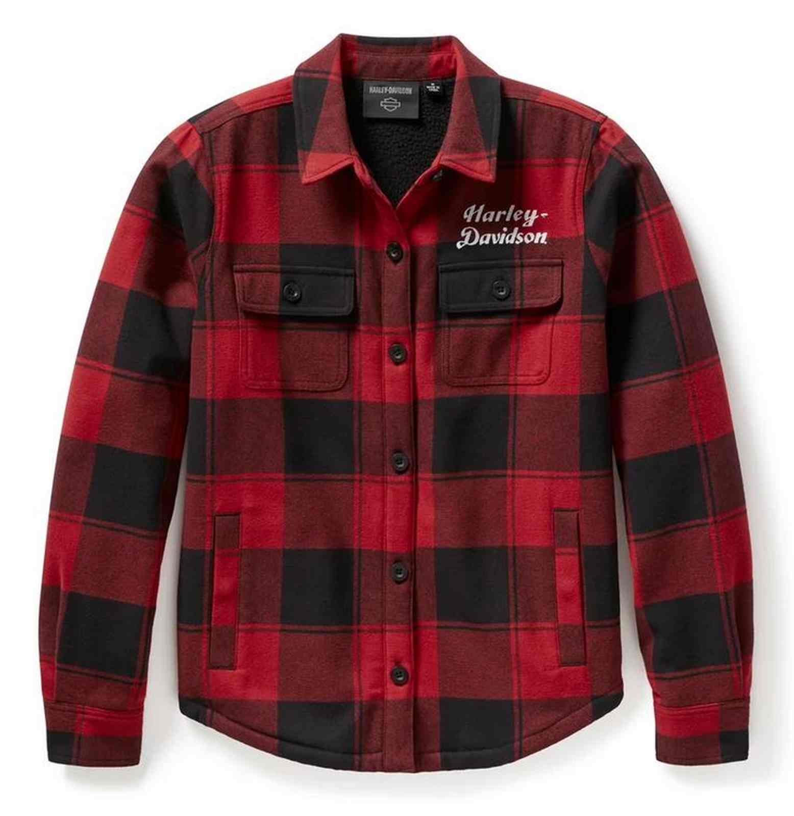 Harley-Davidson Women's H-D Buffalo Check Plaid Shirt Jacket, Red 96854-25VW - Wisconsin Harley-Davidson