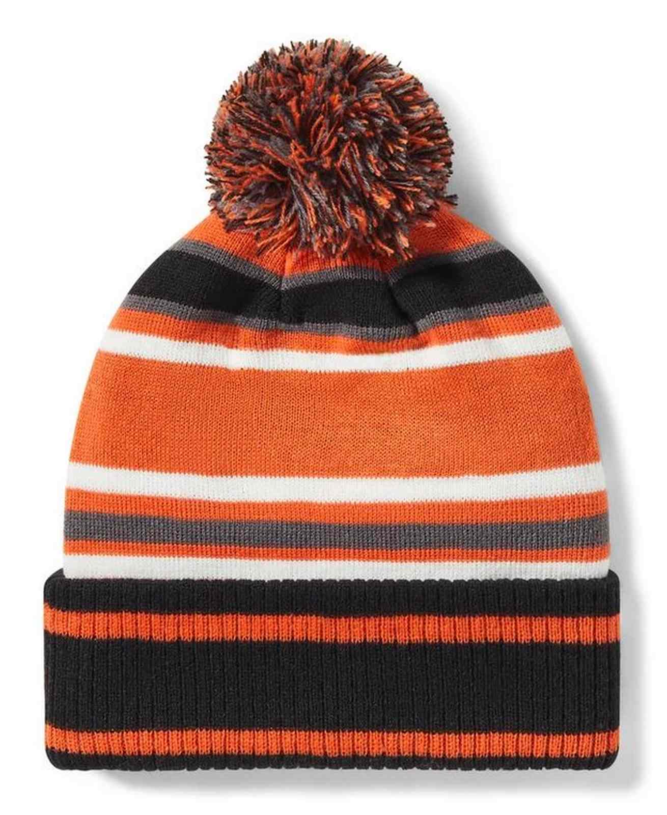 Harley-Davidson Free Shipping - Harley-Davidson Men's Striped Pom Knit Winter Beanie, Orange 97773-25VX - Free Shipping on many products plus Orders Over $99