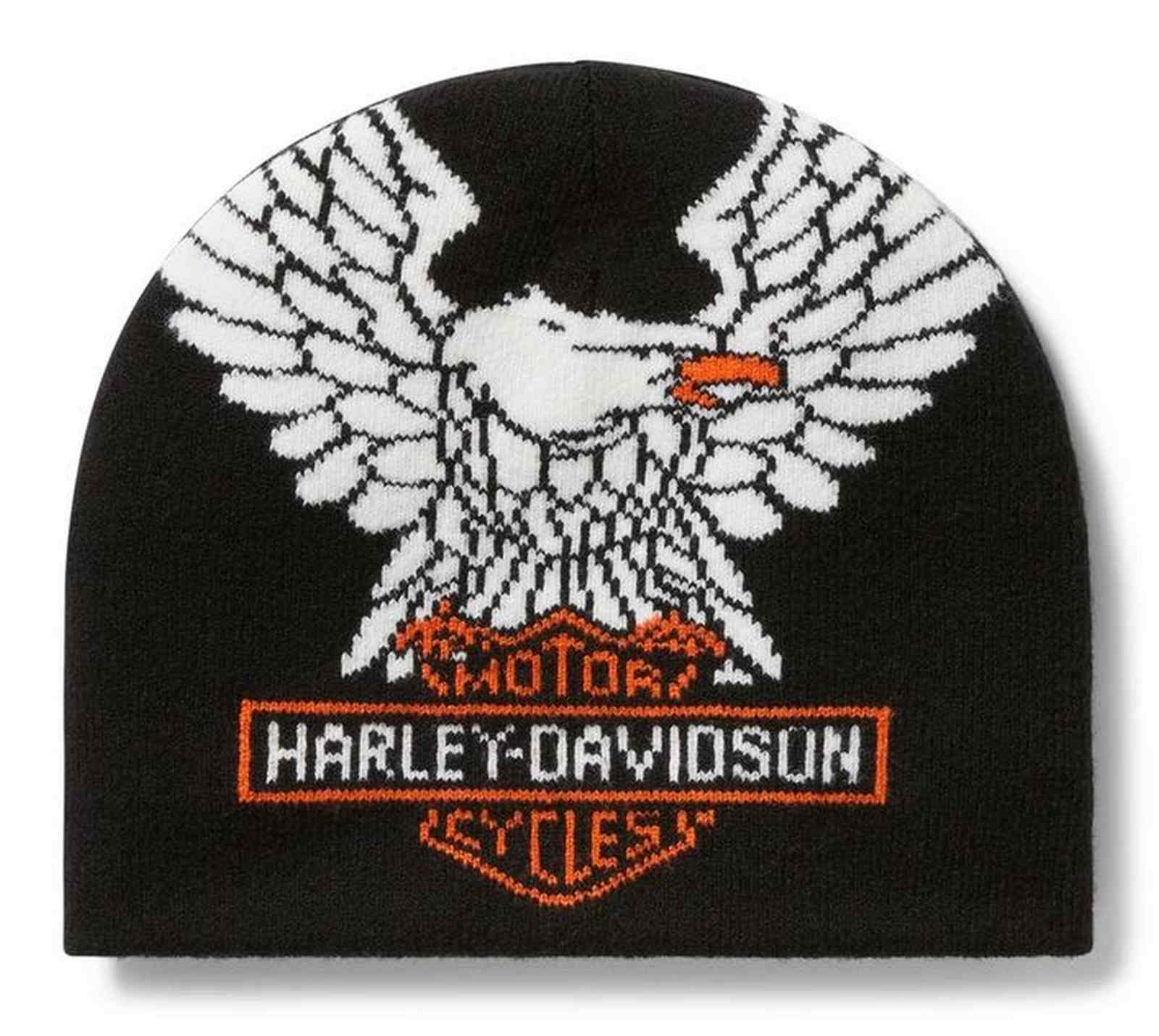 Harley-Davidson Men's Eagle Strike Reversible Knit Beanie, Black 97754-25VM - Wisconsin Harley-Davidson