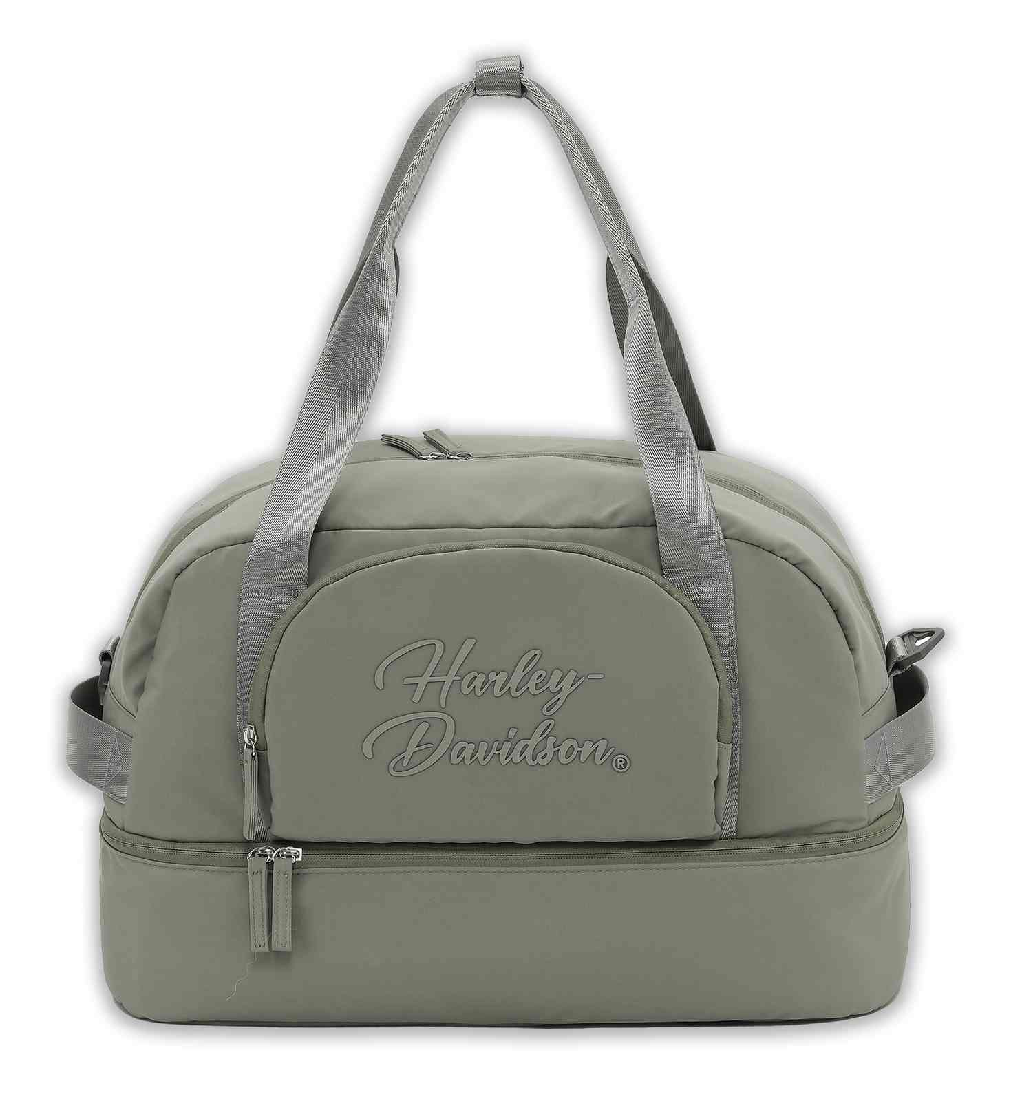 Harley-Davidson Women's Black Opal II Over-Under Weekender Duffel Bag, Green - Wisconsin Harley-Davidson