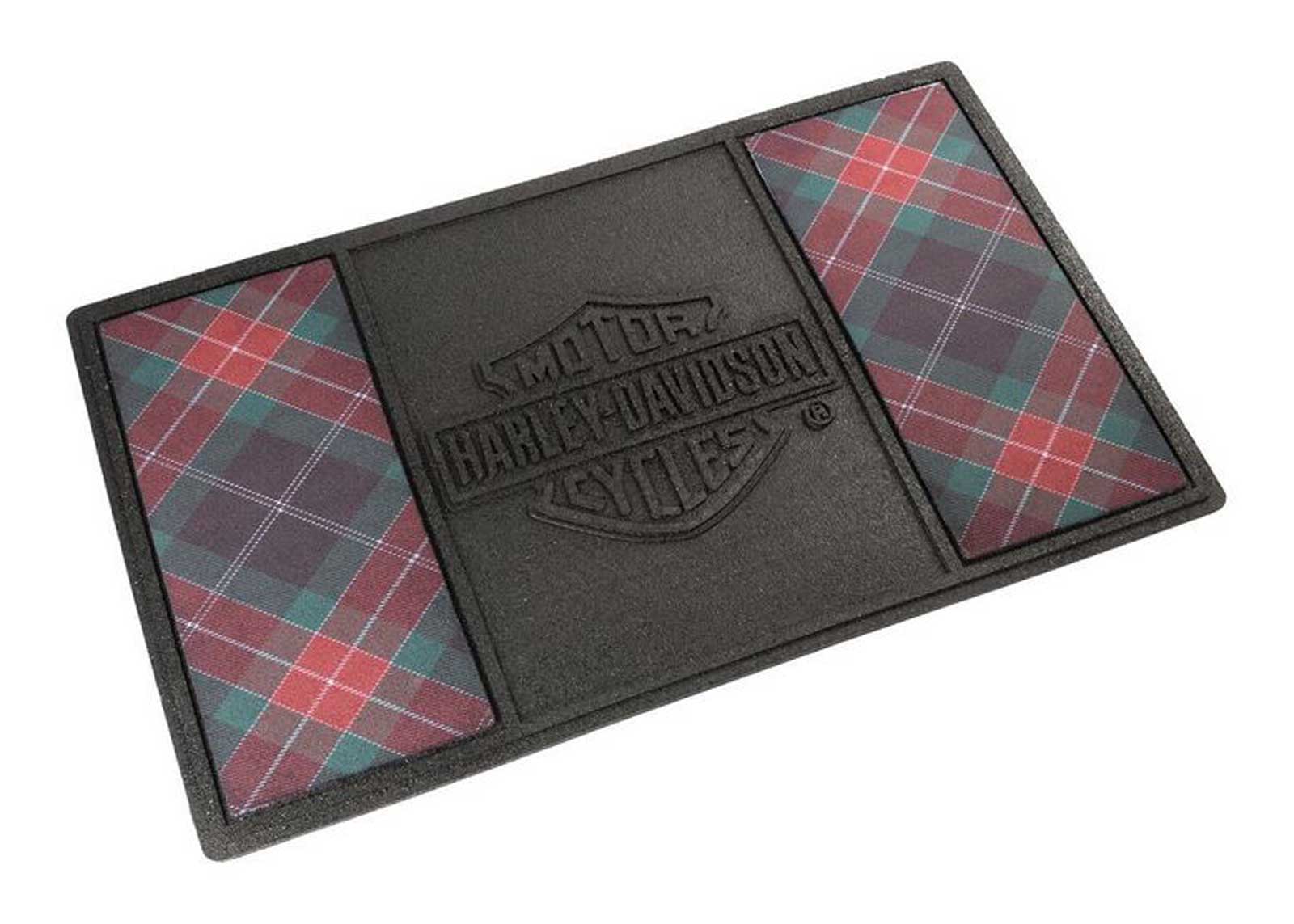 Harley-Davidson Free Shipping - Harley-Davidson Holiday Bar & Shield Plaid Entry Mat, Durable Rubber, Black/Red - Free Shipping on many products plus Orders Over $99