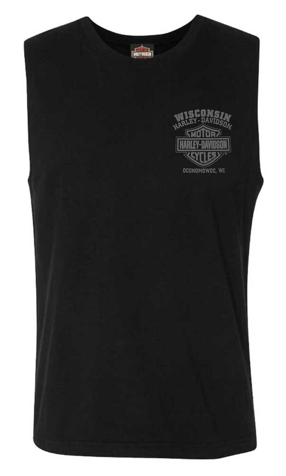 Harley-Davidson Men's Road Pilot Crew-Neck Sleeveless Muscle Tee, Black - Wisconsin Harley-Davidson