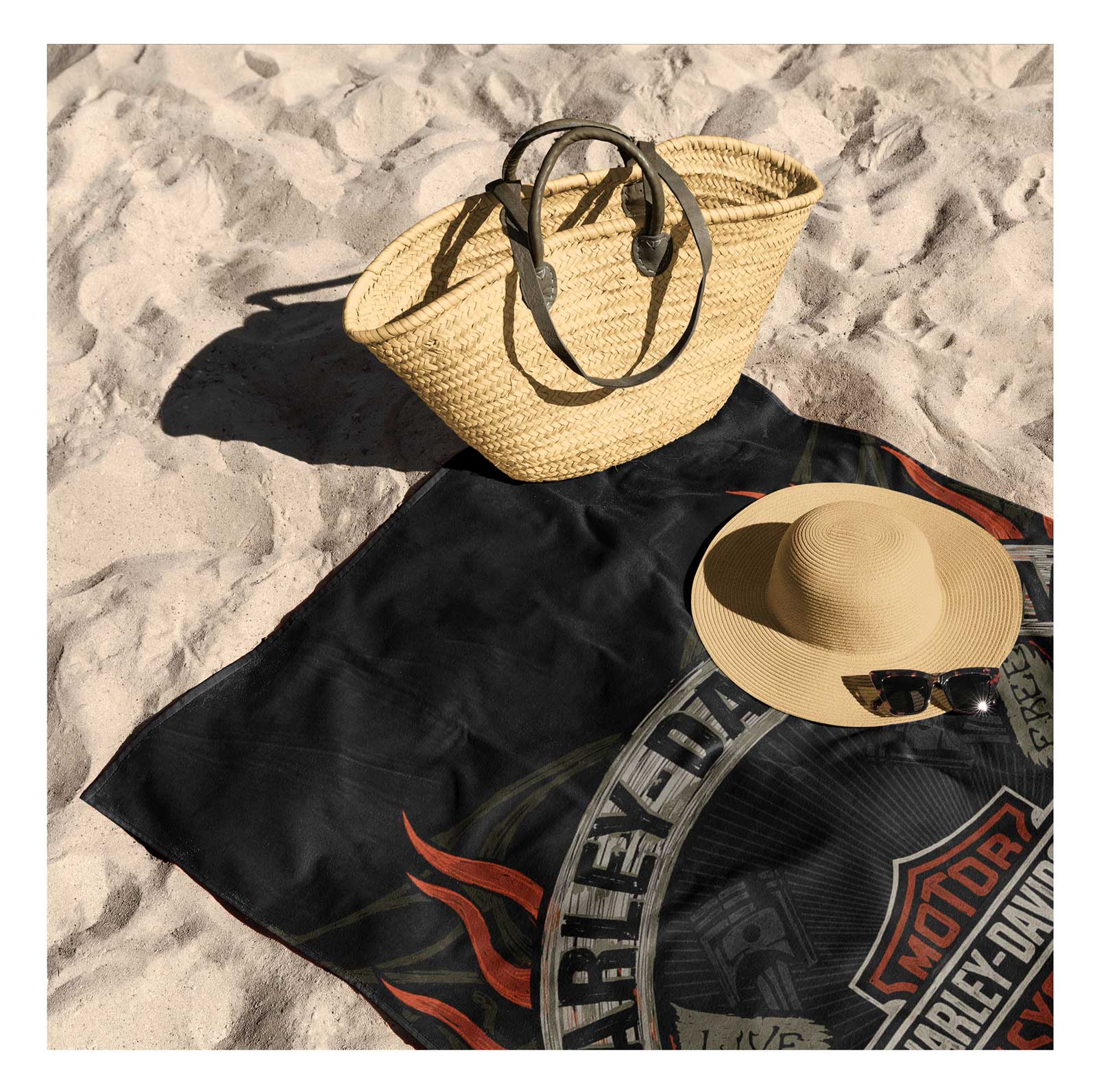 Harley-Davidson Outlaw Bar & Shield Cotton Beach Towel, 35 x 60 inch - No Hassle Returns at Wisconsin Harley