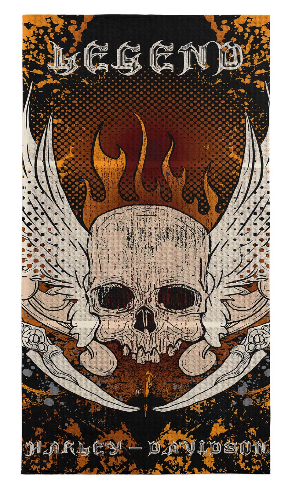 Harley-Davidson Snake & Winged Skull Sand Free Beach Towel, 35 x 60 inch - Wisconsin Harley-Davidson